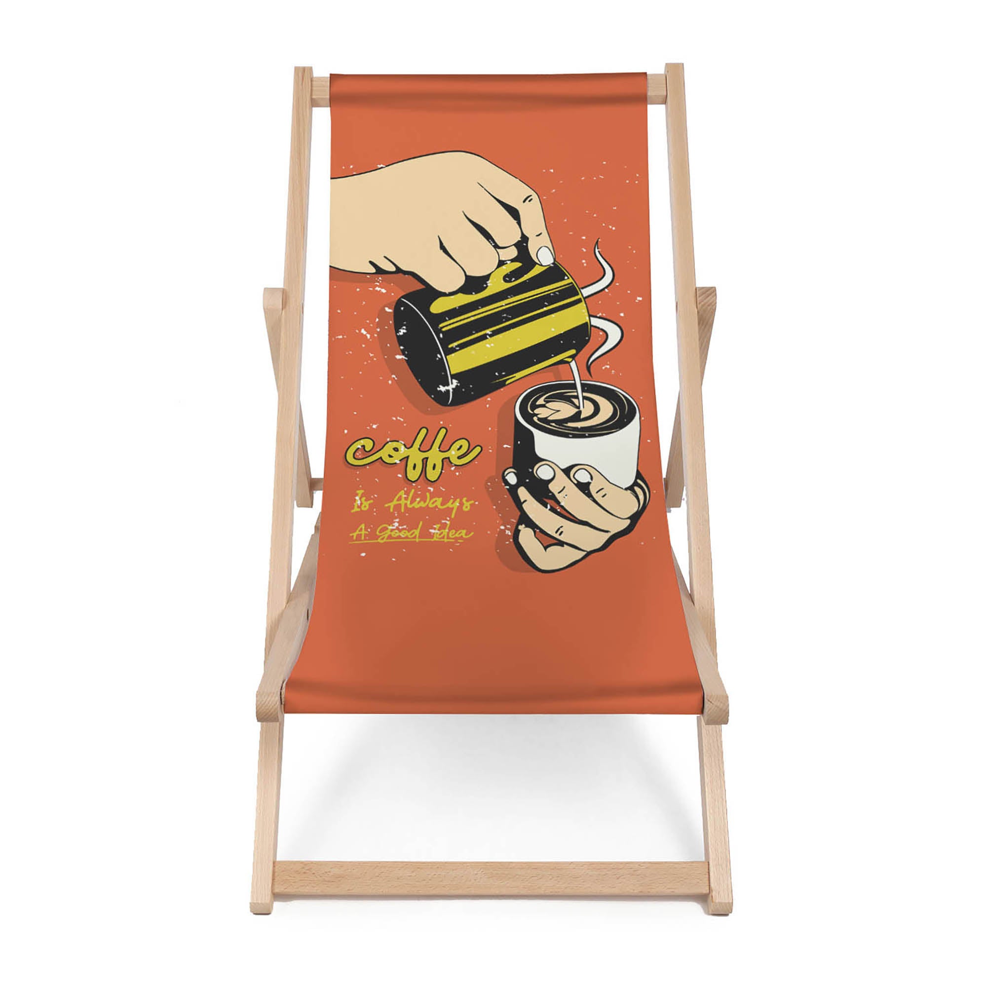 Holzliegestuhl Kaffee ist immer eine gute Idee