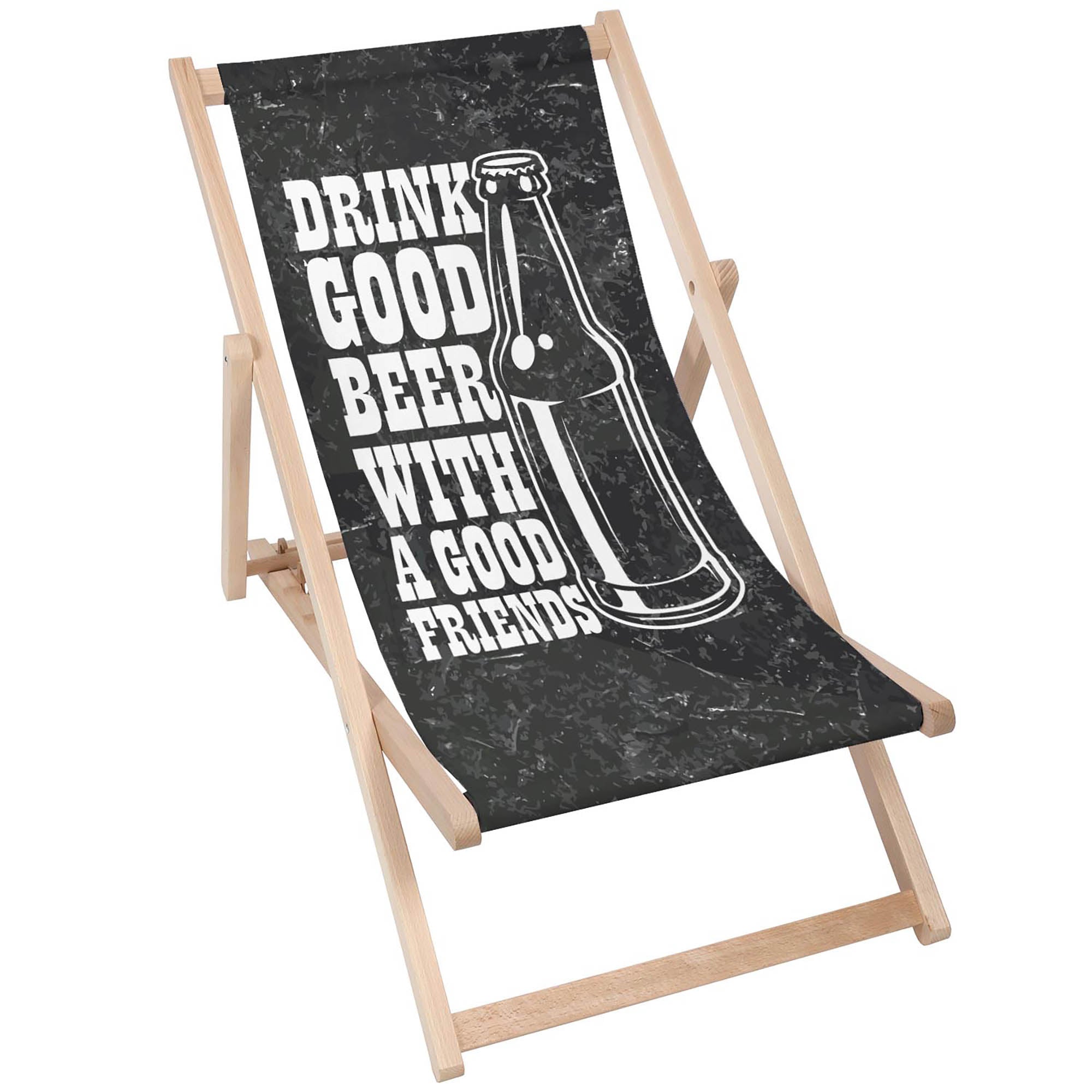 Holzliegestuhl Trink gutes Bier