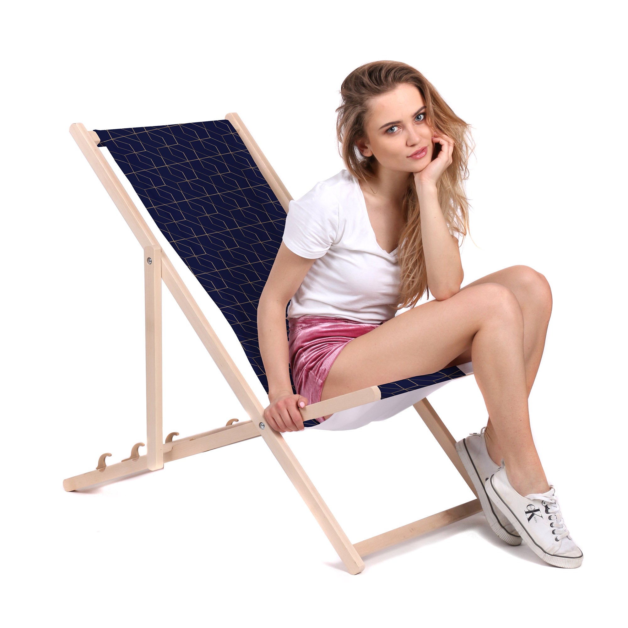 Holzliegestuhl Gold Luxus Muster-M