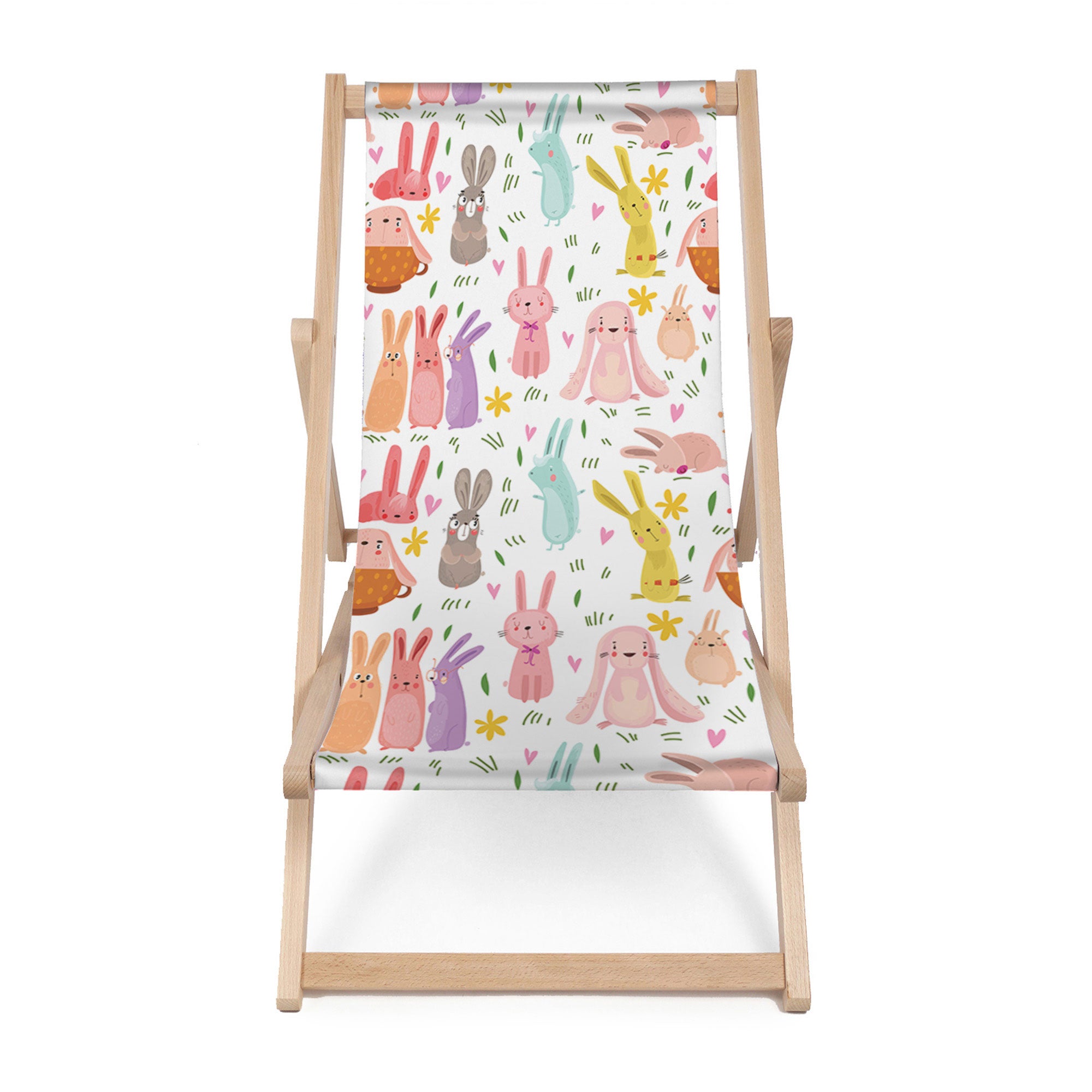 Leżak drewniany Colorful Rabbits-M