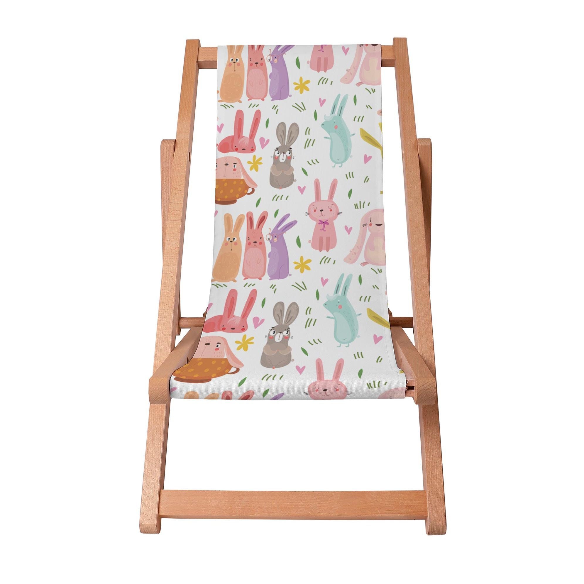 Holzliegestuhl Colorful Rabbits-S