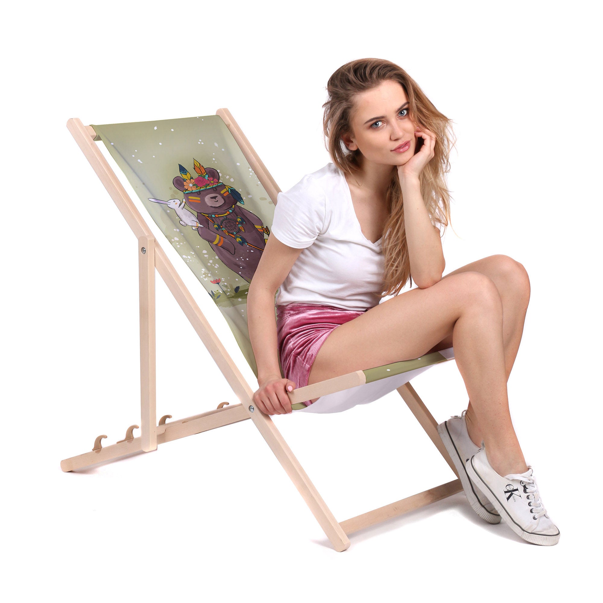 Holzliegestuhl Kleiner Bär Boho-M