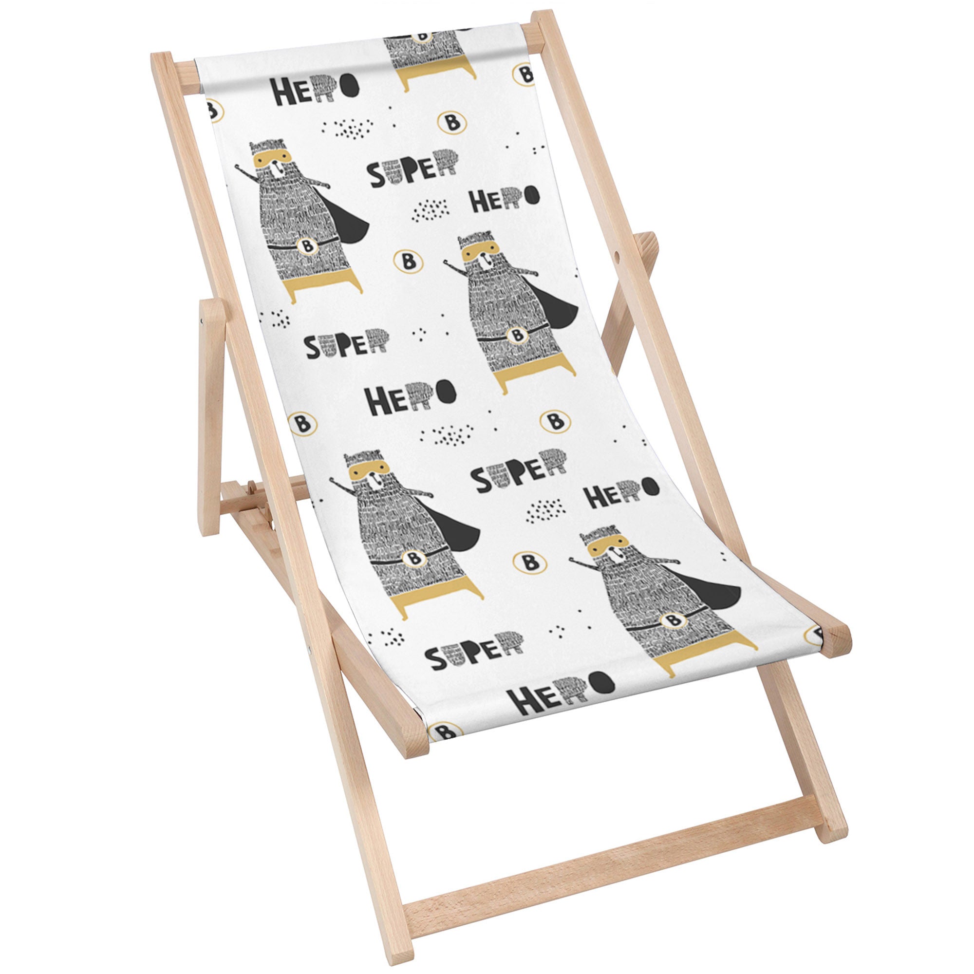 Holzliegestuhl Bär Superheld-M