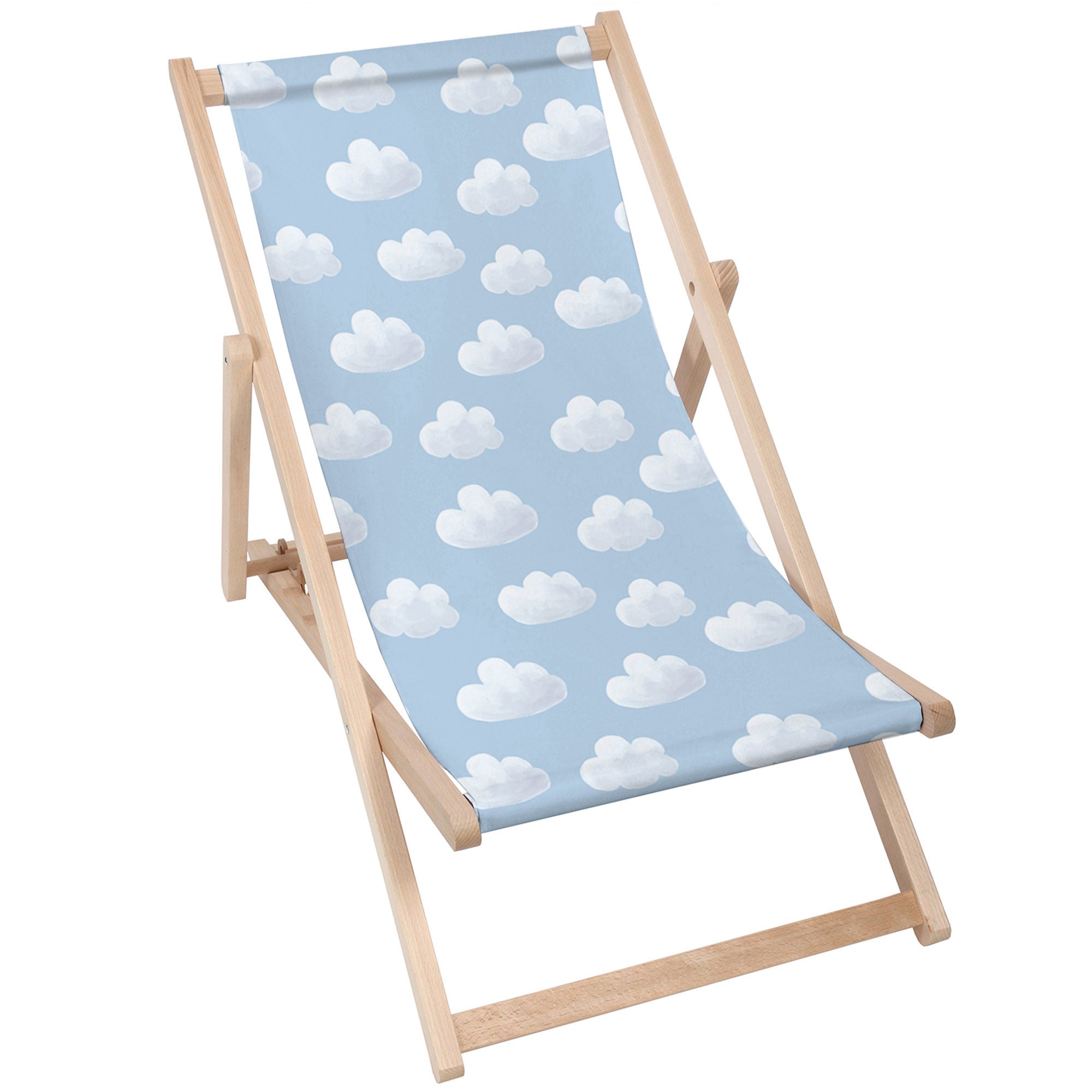 Holzliegestuhl Blaue Wolken-M