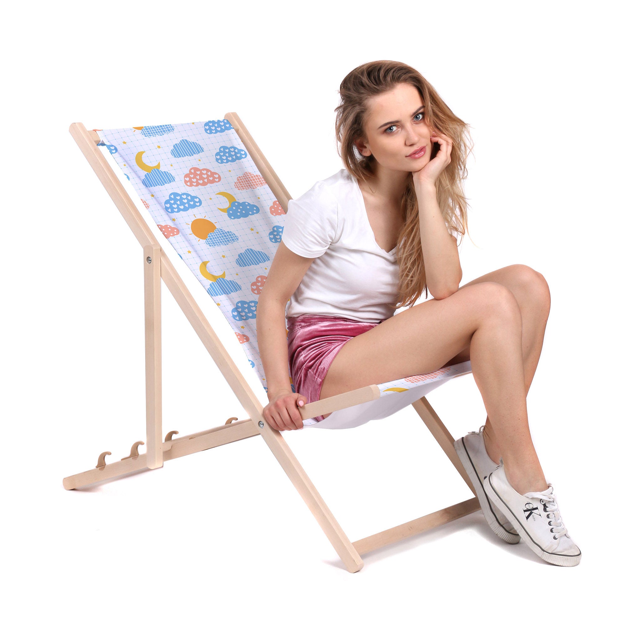 Wooden Deck Chair Cute Sky-M