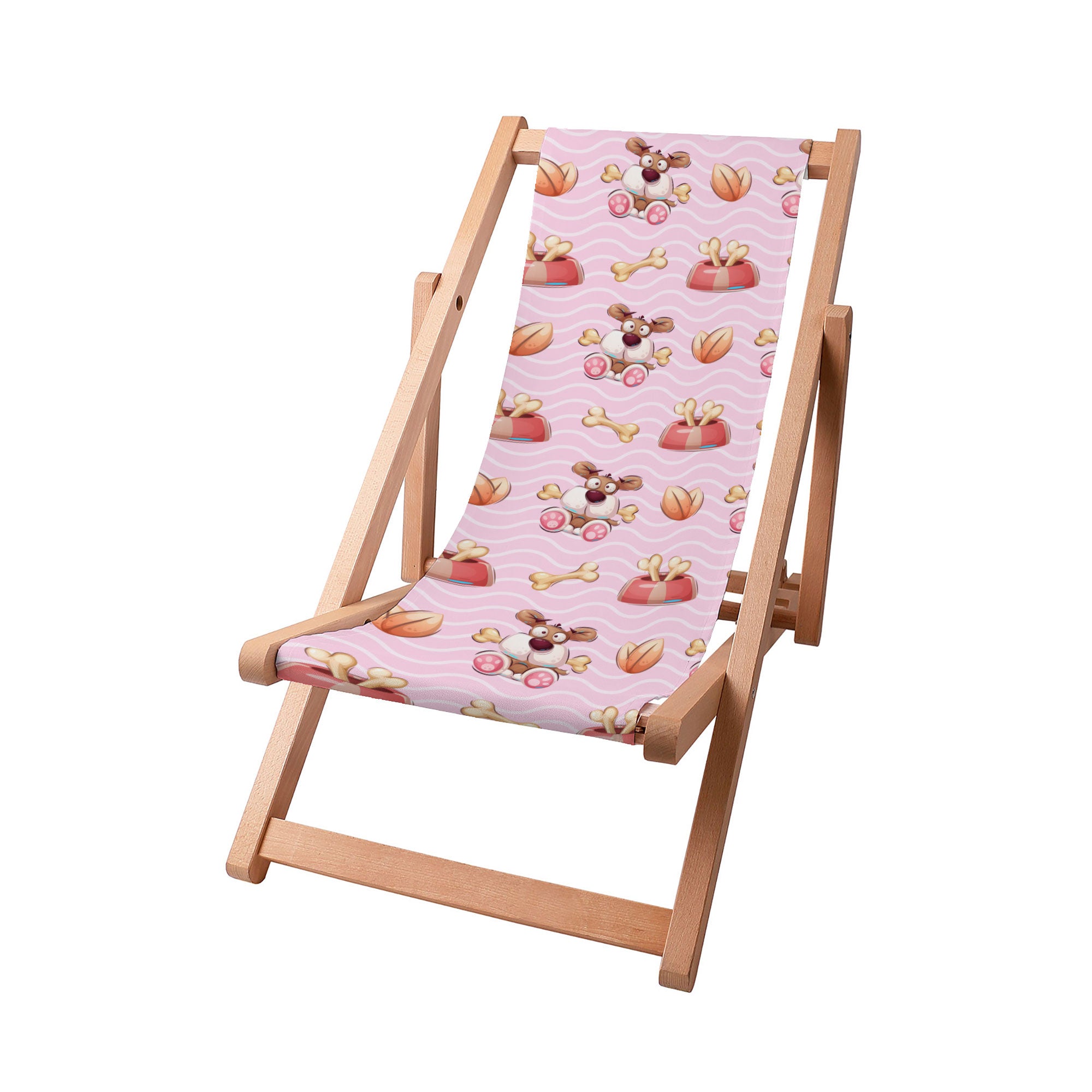 Holzliegestuhl Funny Dog mit Knochen