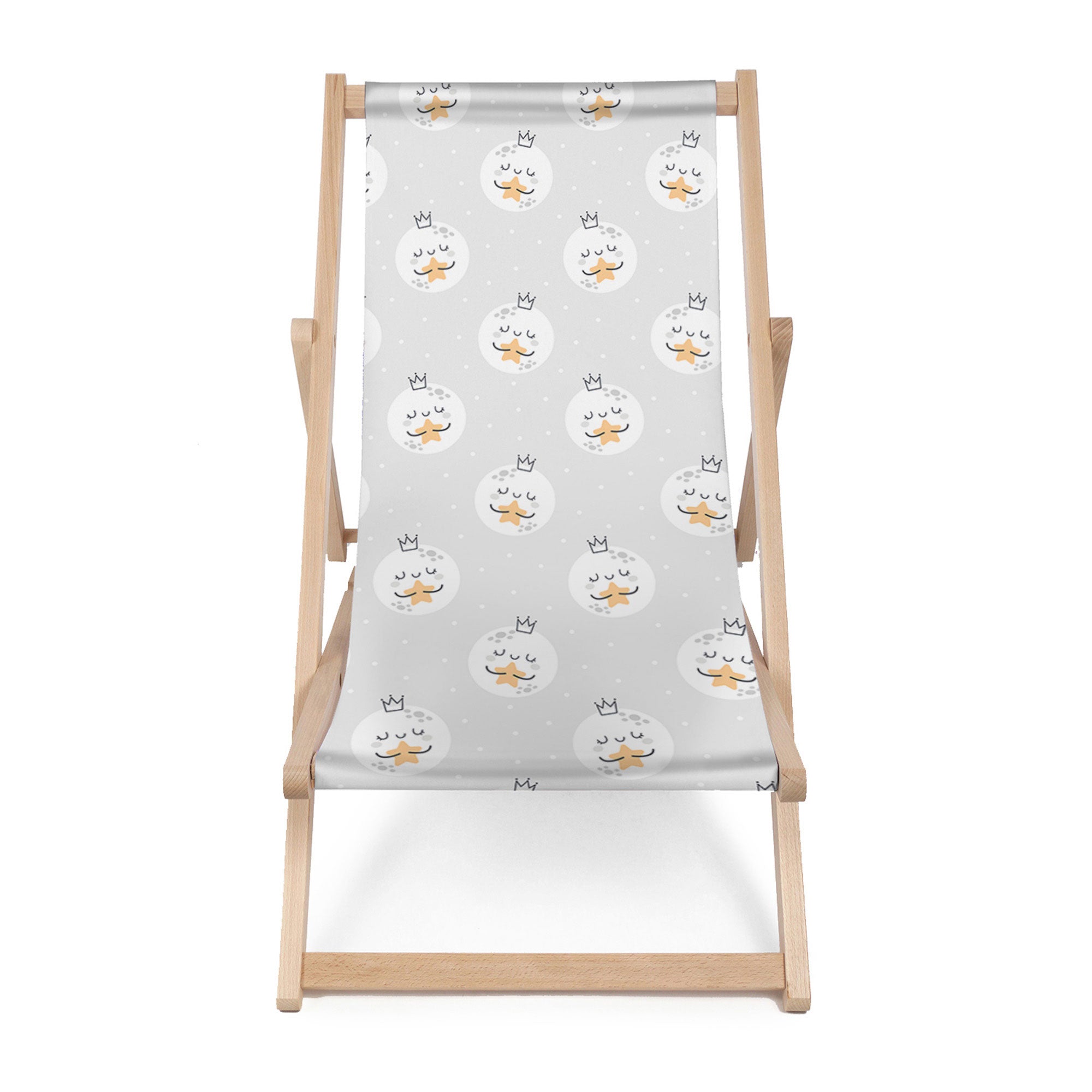 Wooden Deck Chair Moon and Star-M