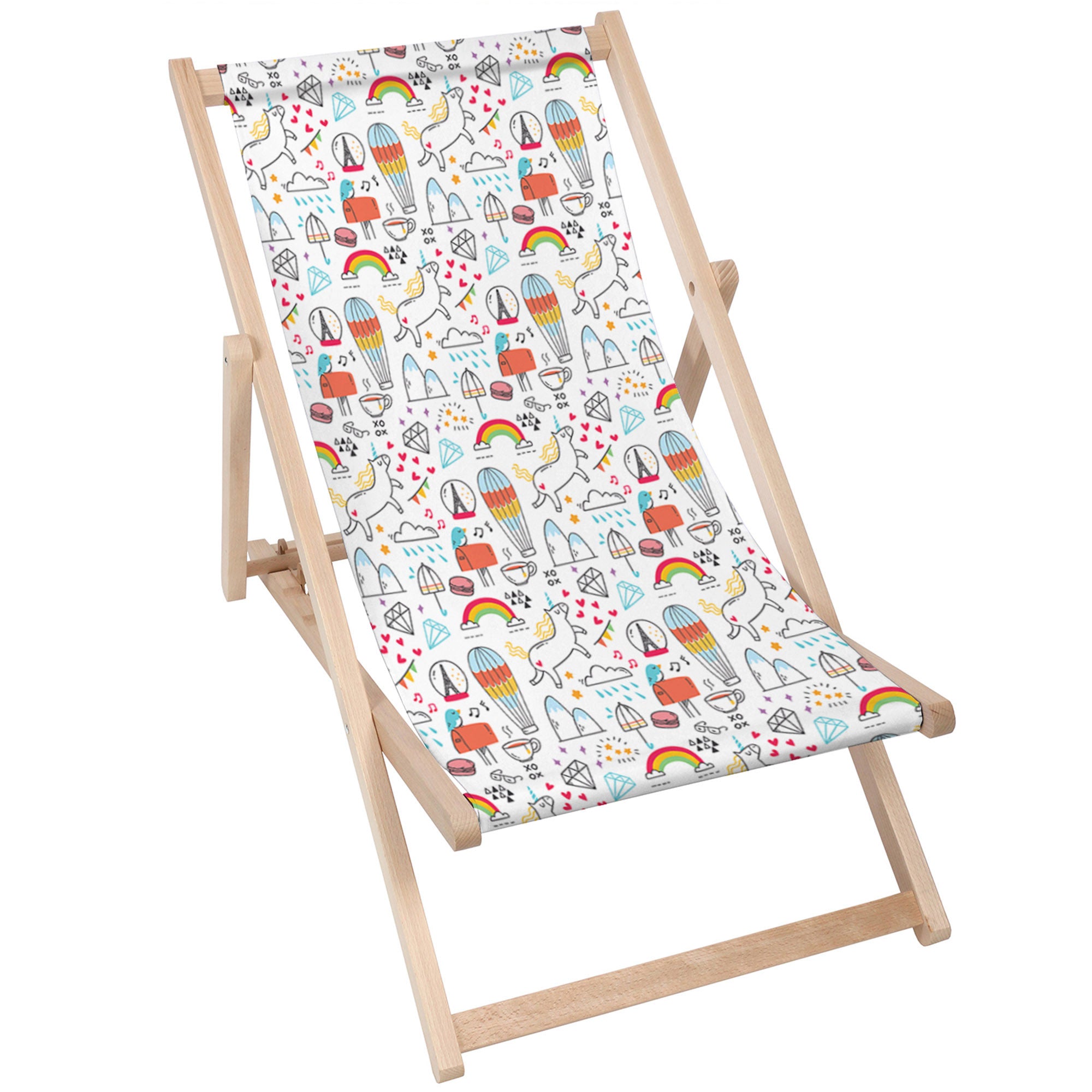 Holzliegestuhl Rainbow Unicorns-M