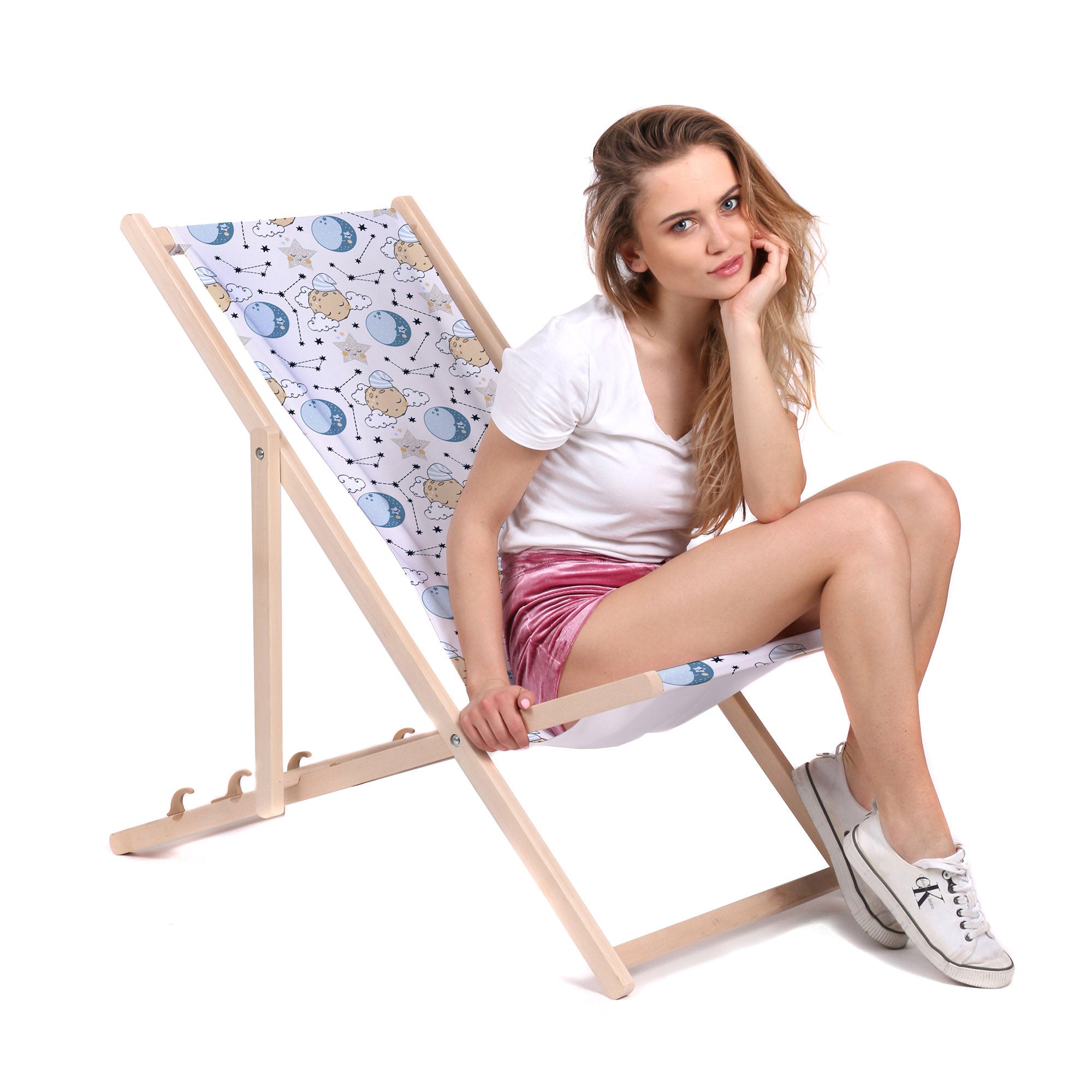 Wooden Deck Chair Sleeping Moon-M