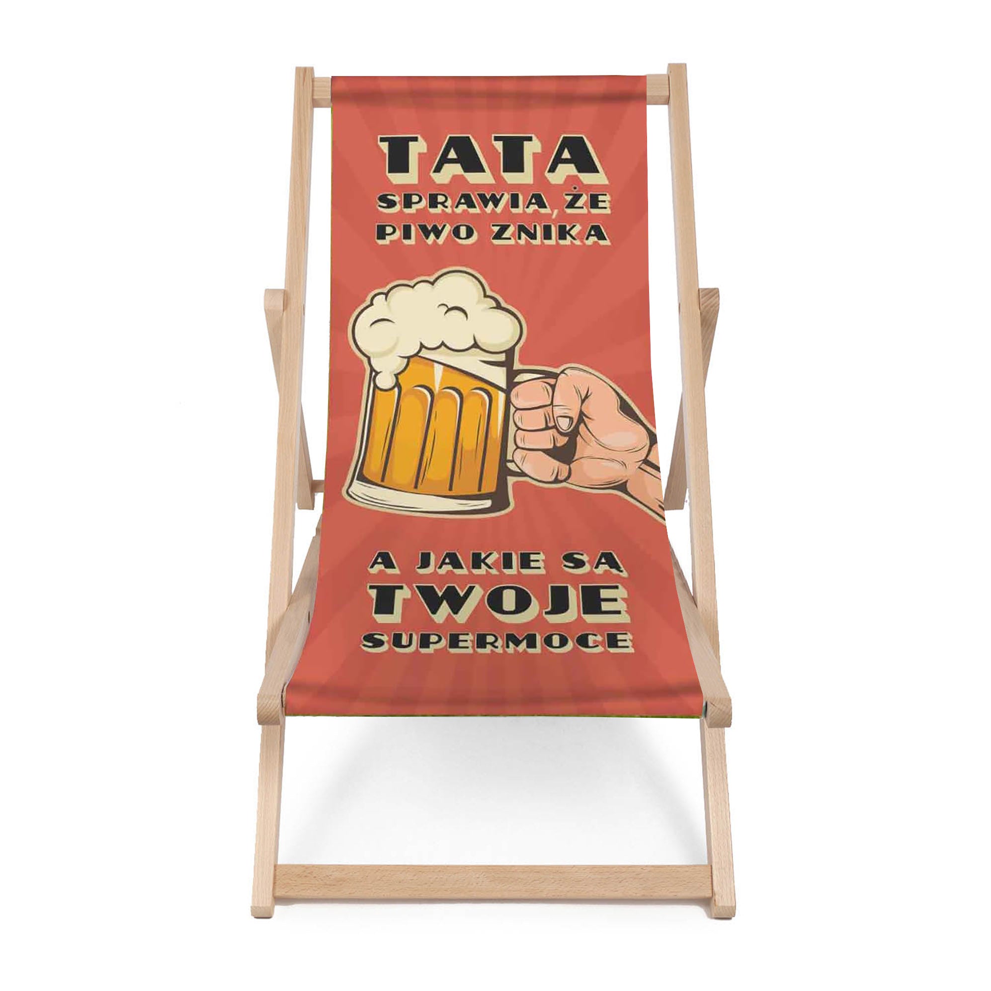 Holzliegestuhl Papa mit Auszeichnung