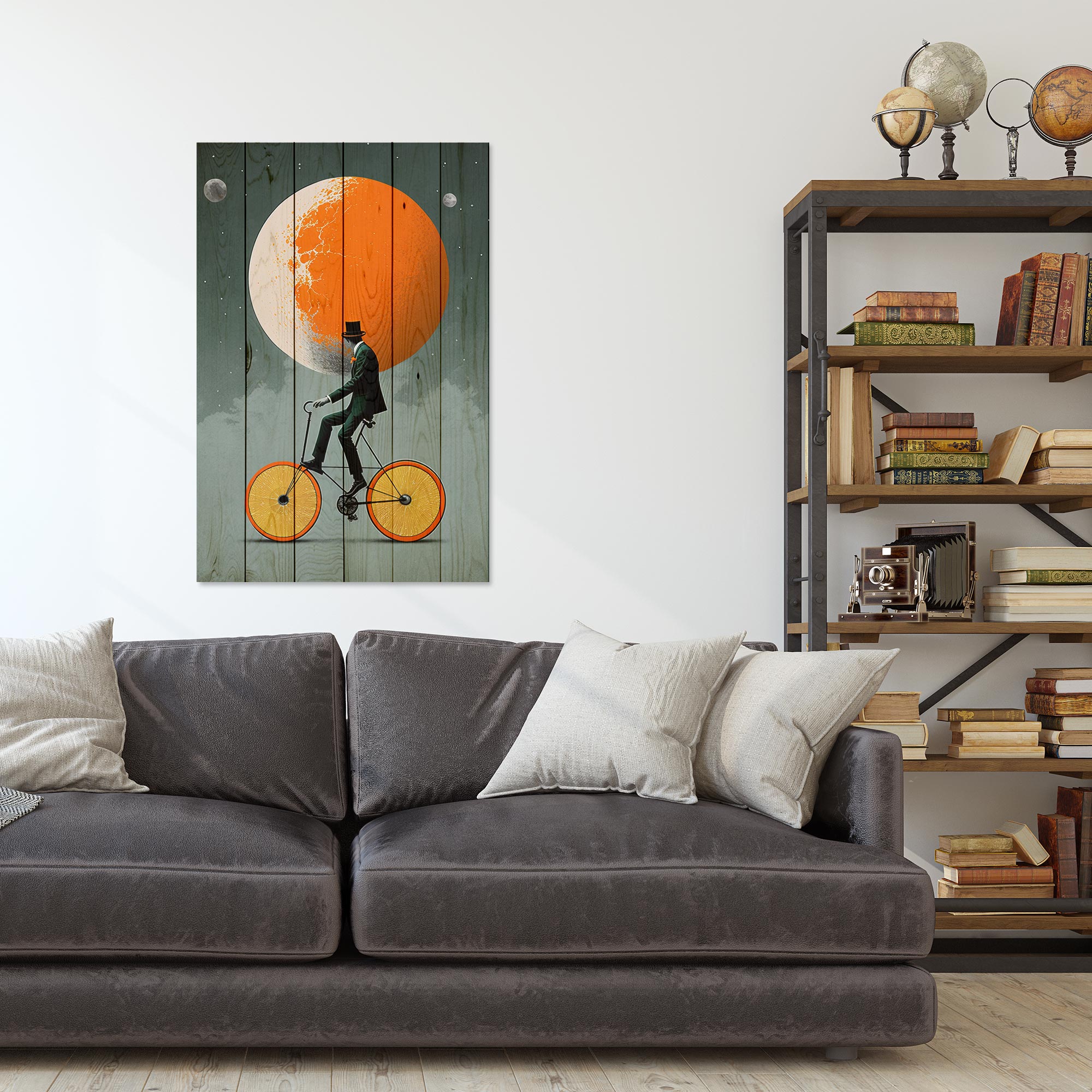 Bild Wood Vintage orange Mond