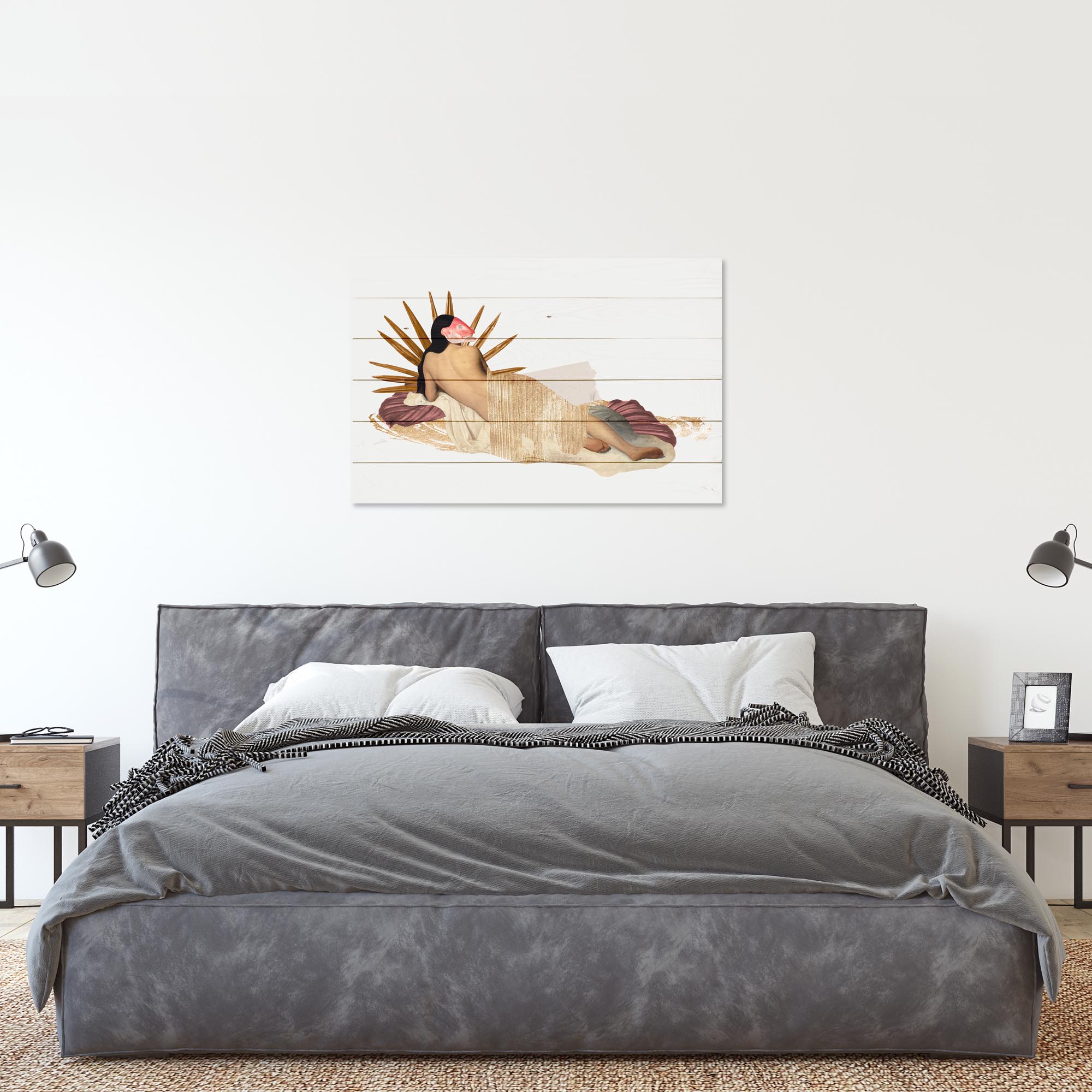 Bild Wood Frau mit Fischmaske-40x60 cm
