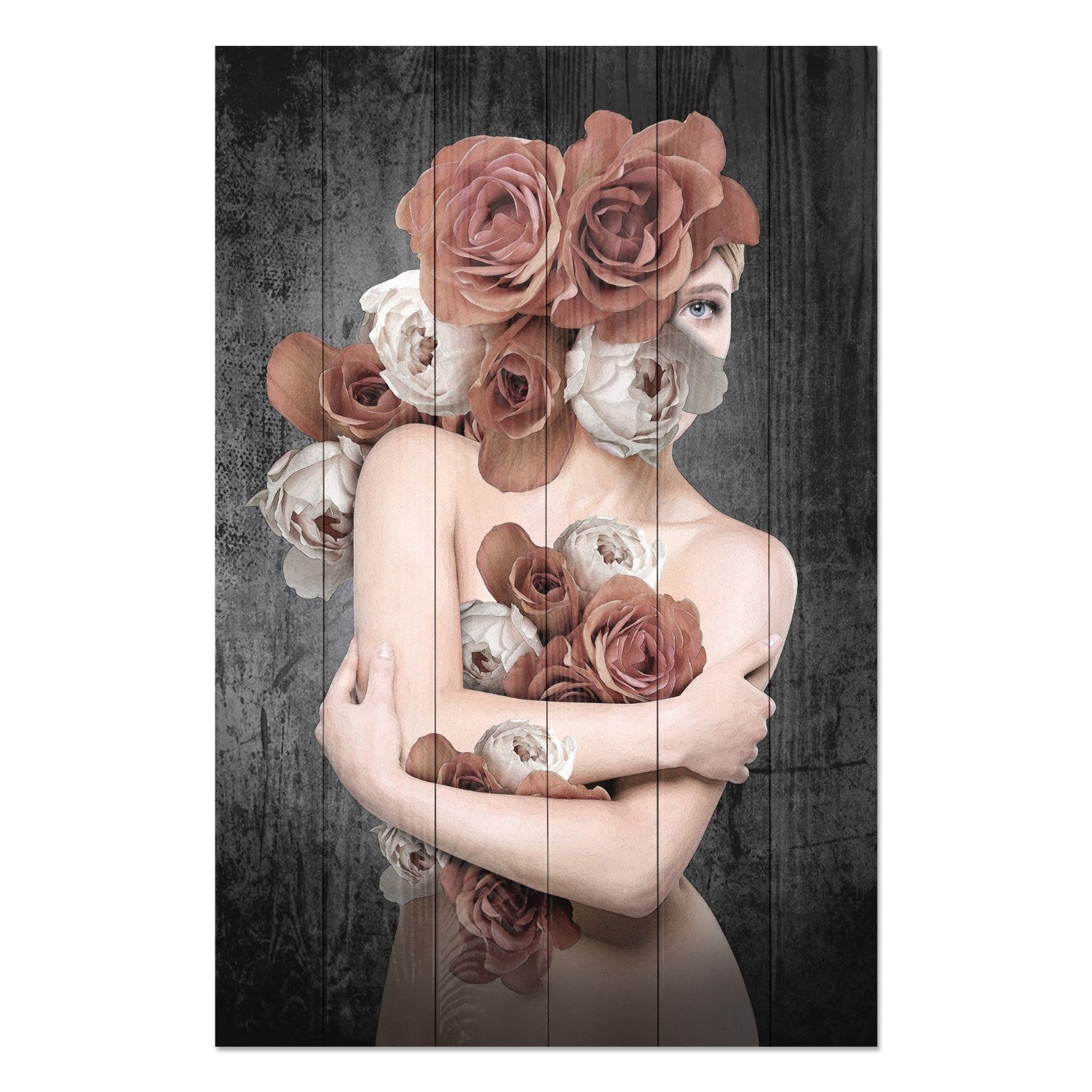 Bild Holz Frau in Blumen