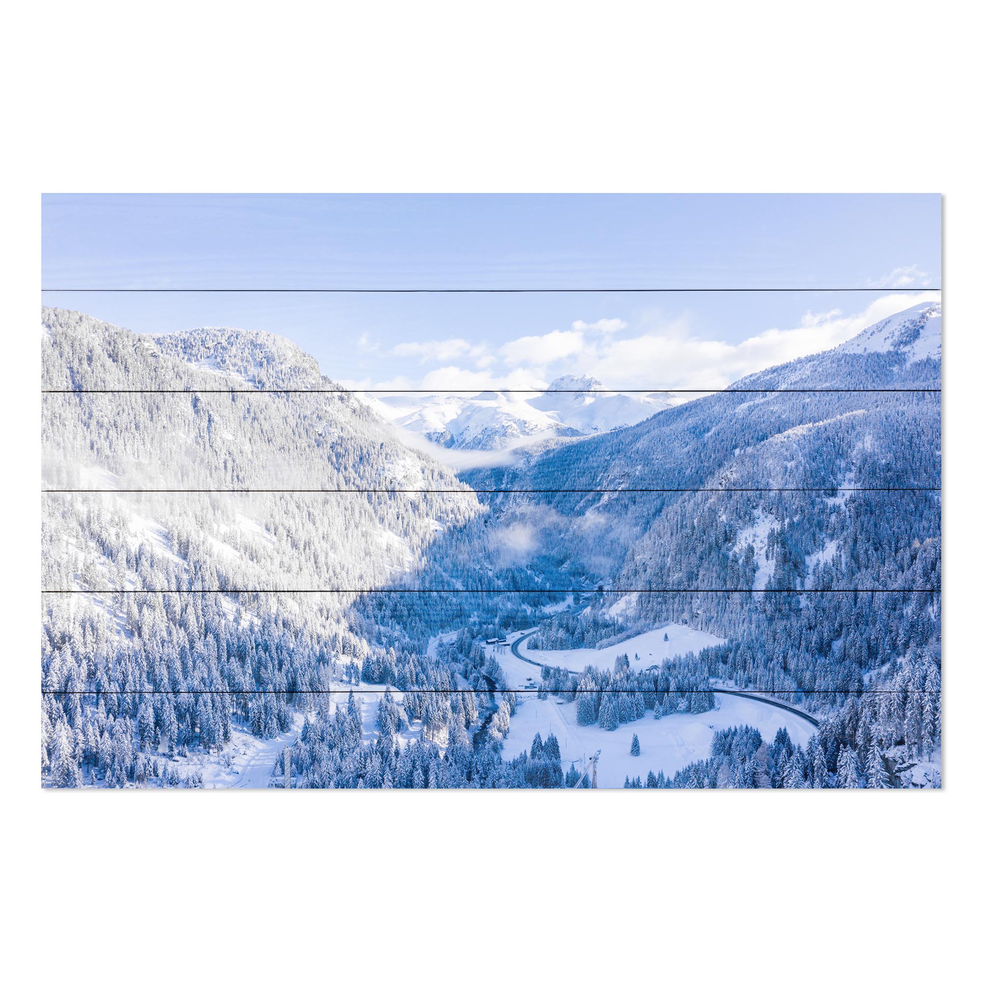 Bild Holz Winterliche Berglandschaft-30x40 cm