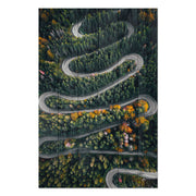 Bild Holz Gewundene Straße durch den Wald-50x70 cm