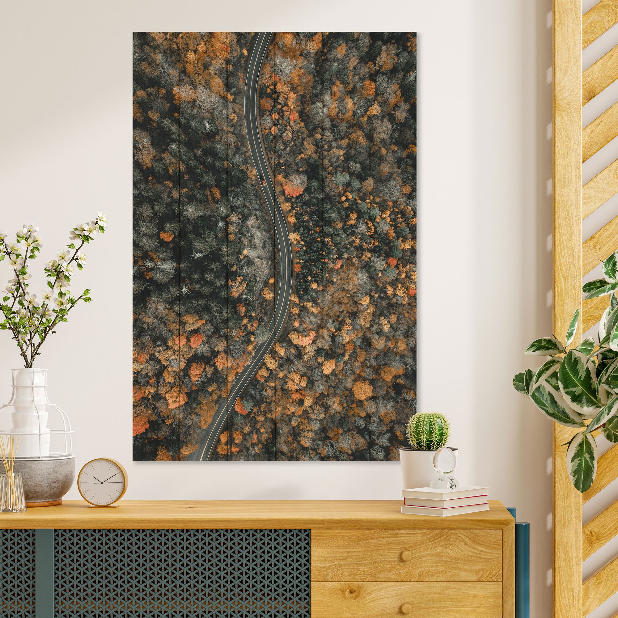 Bild Holz Gewundene Straße-40x60 cm