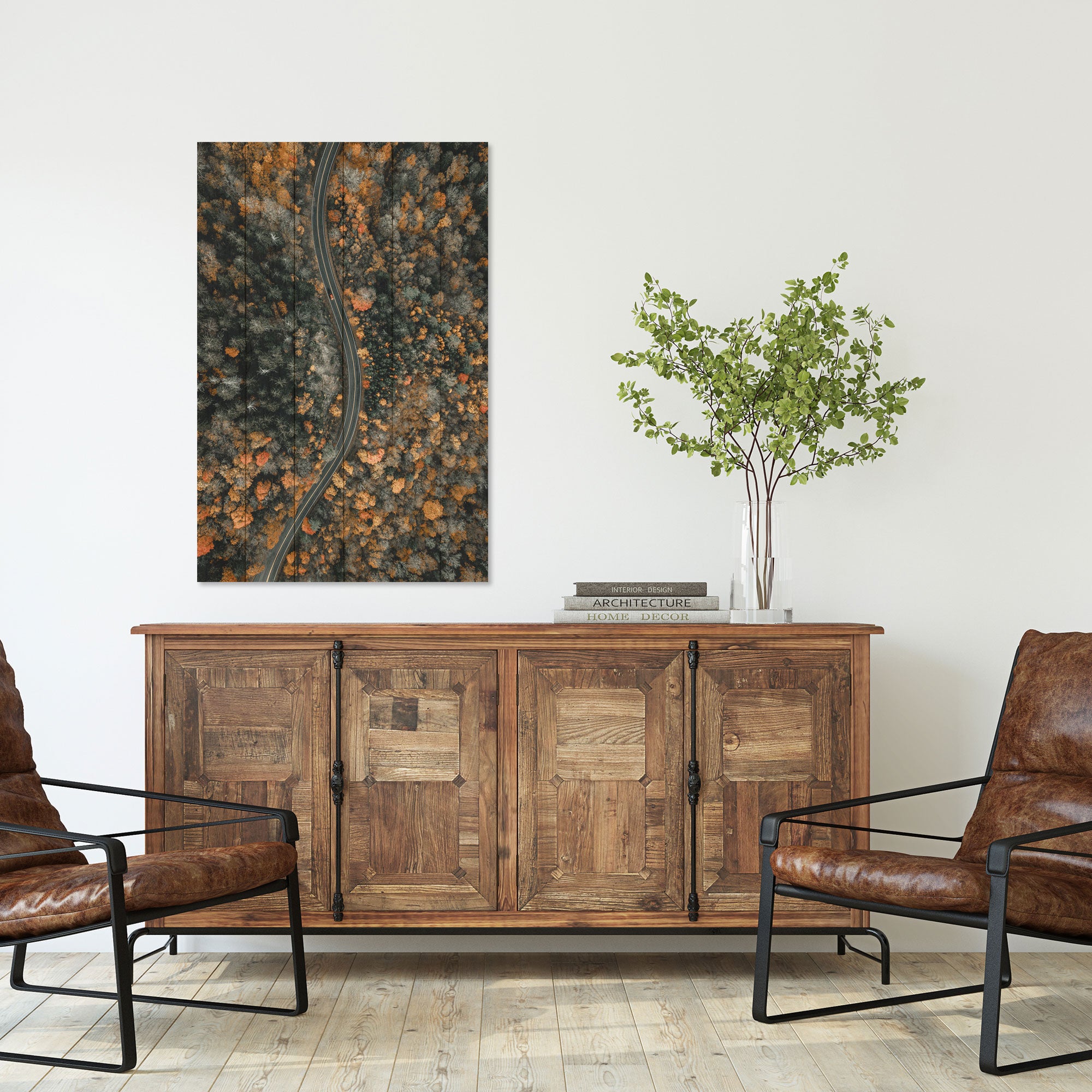Bild Holz Gewundene Straße-50x70 cm