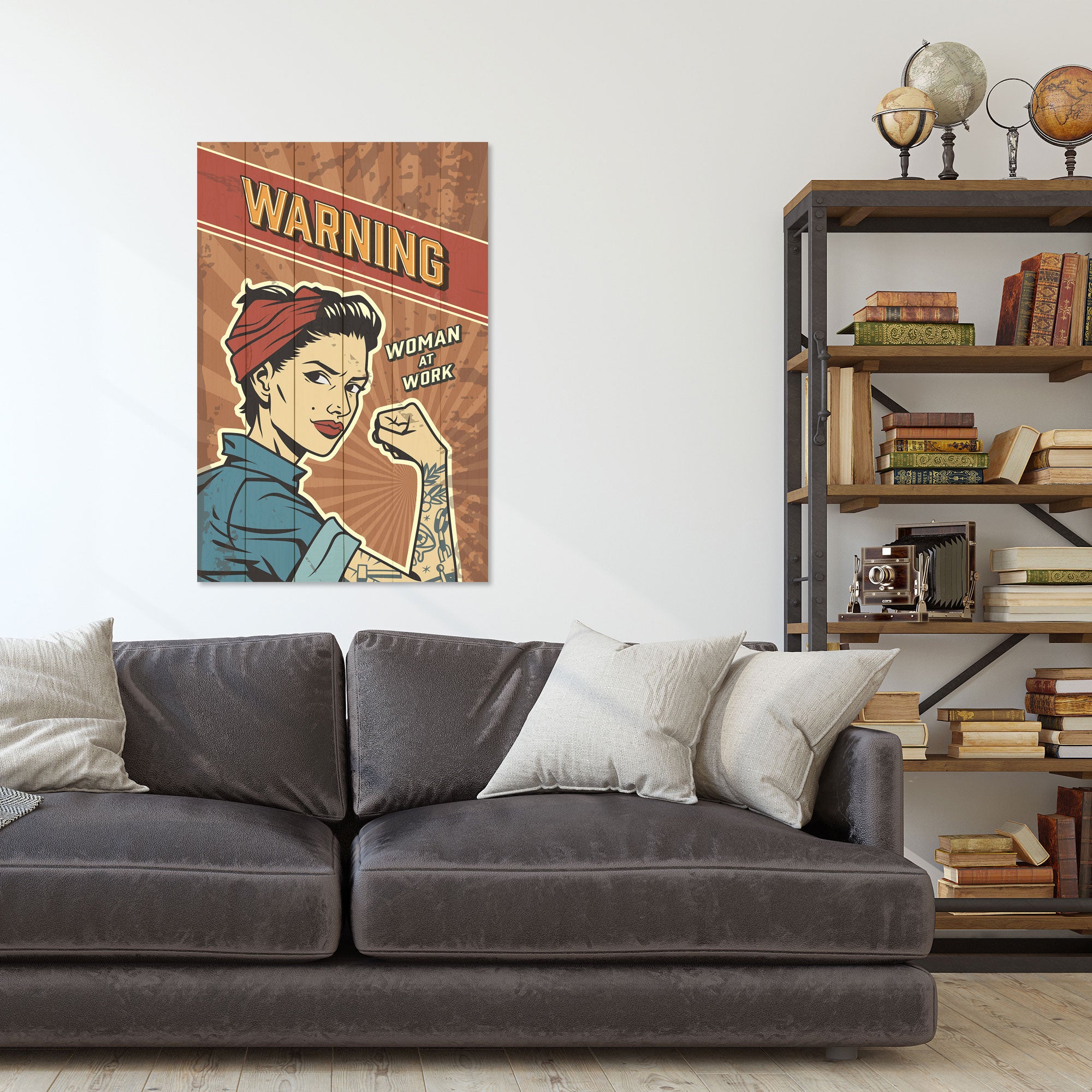 Wood Picture Warning-30x40 cm