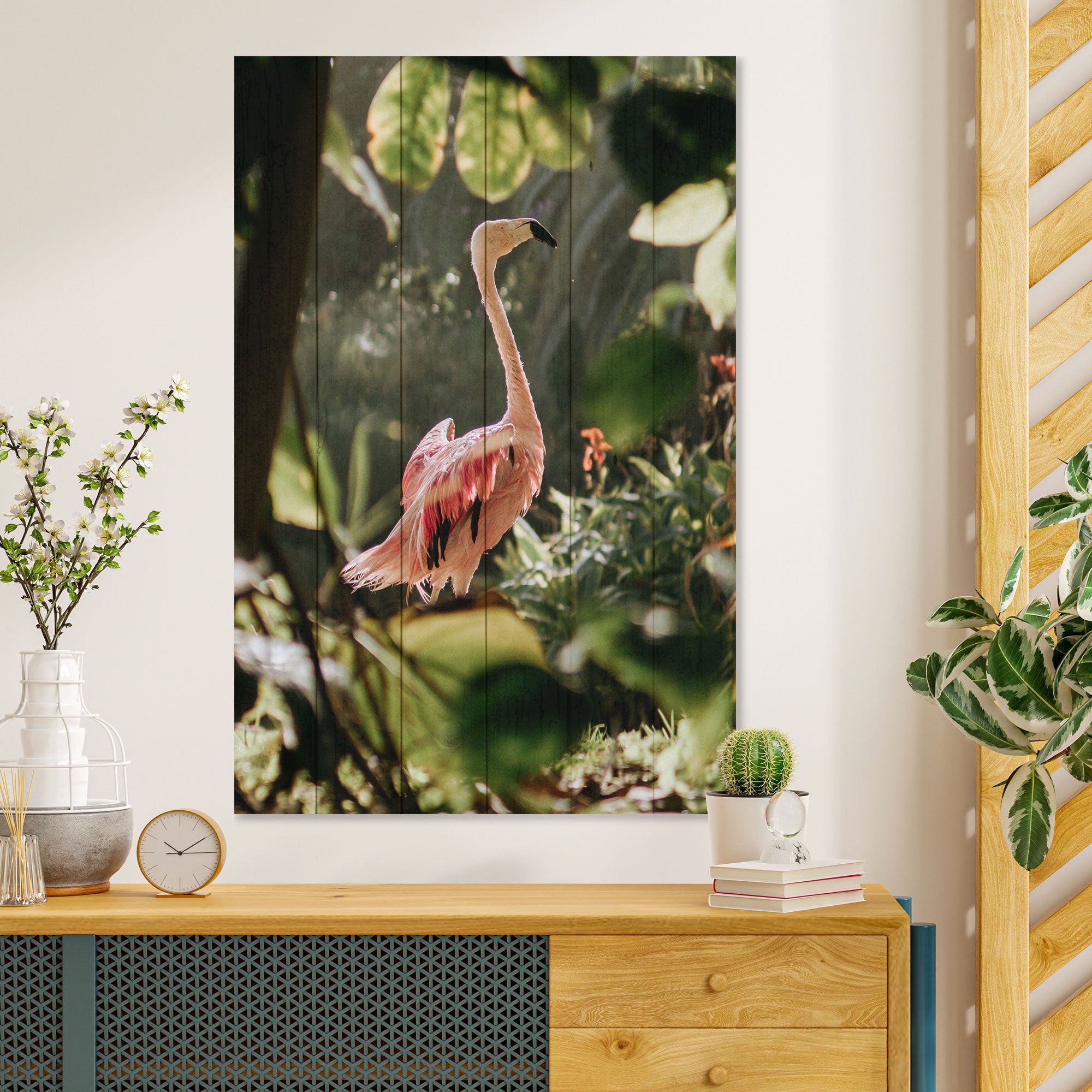 Bild Wood Tropical Flamingo-20x30 cm