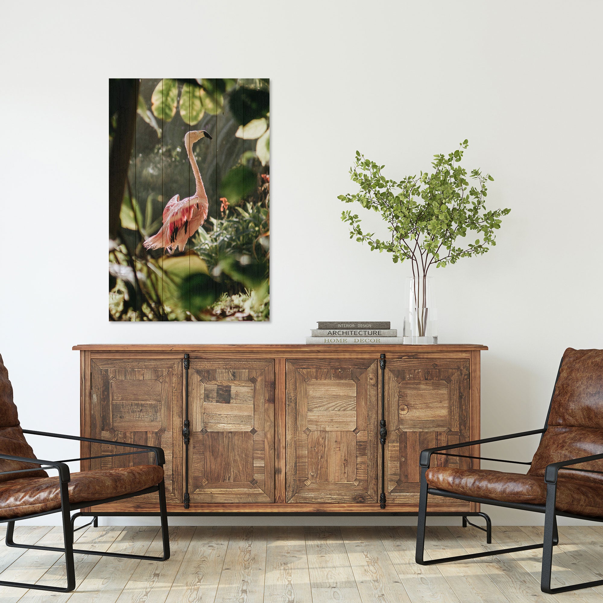 Bild Wood Tropical Flamingo