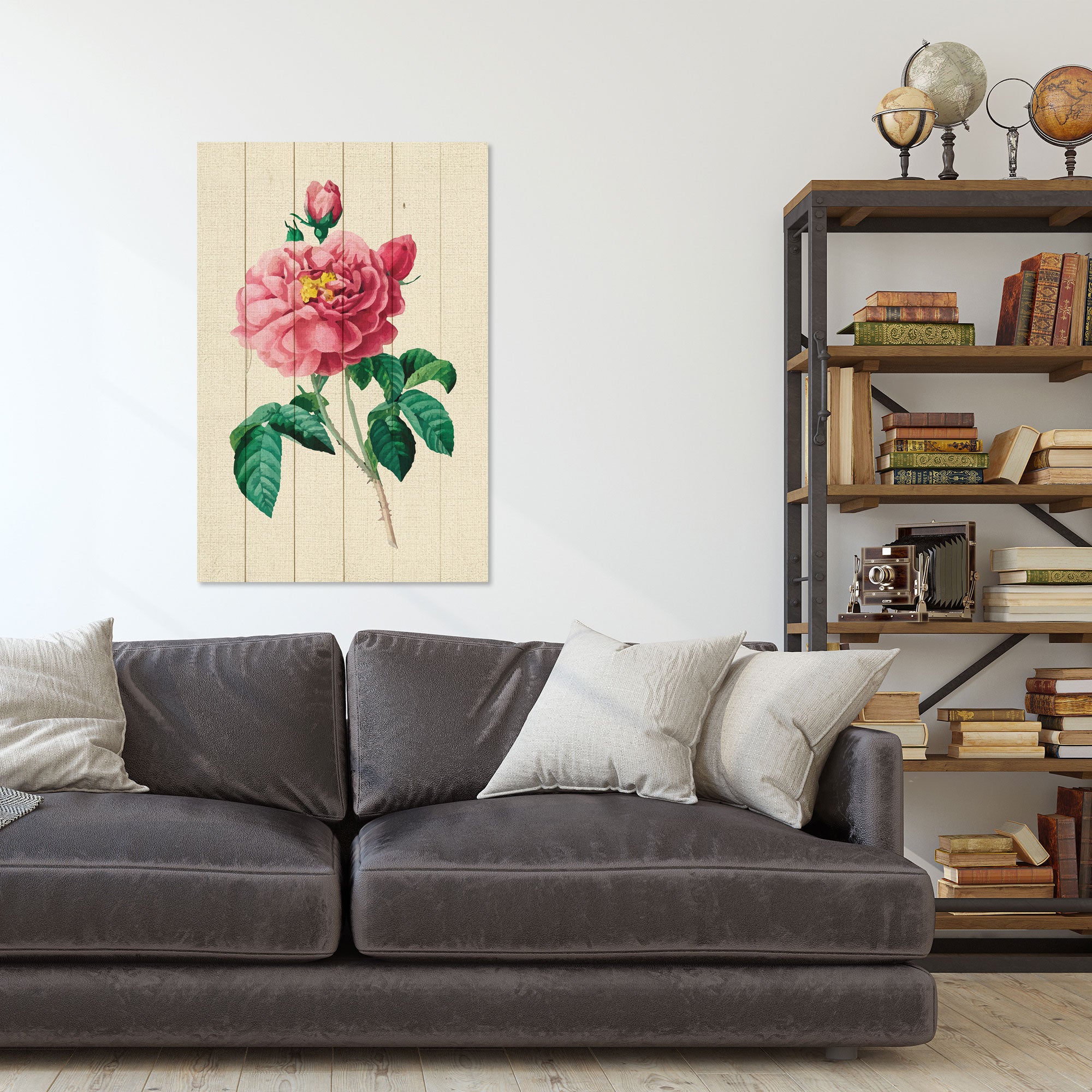 Bild Wood Vintage Pink Flowers-20x30 cm