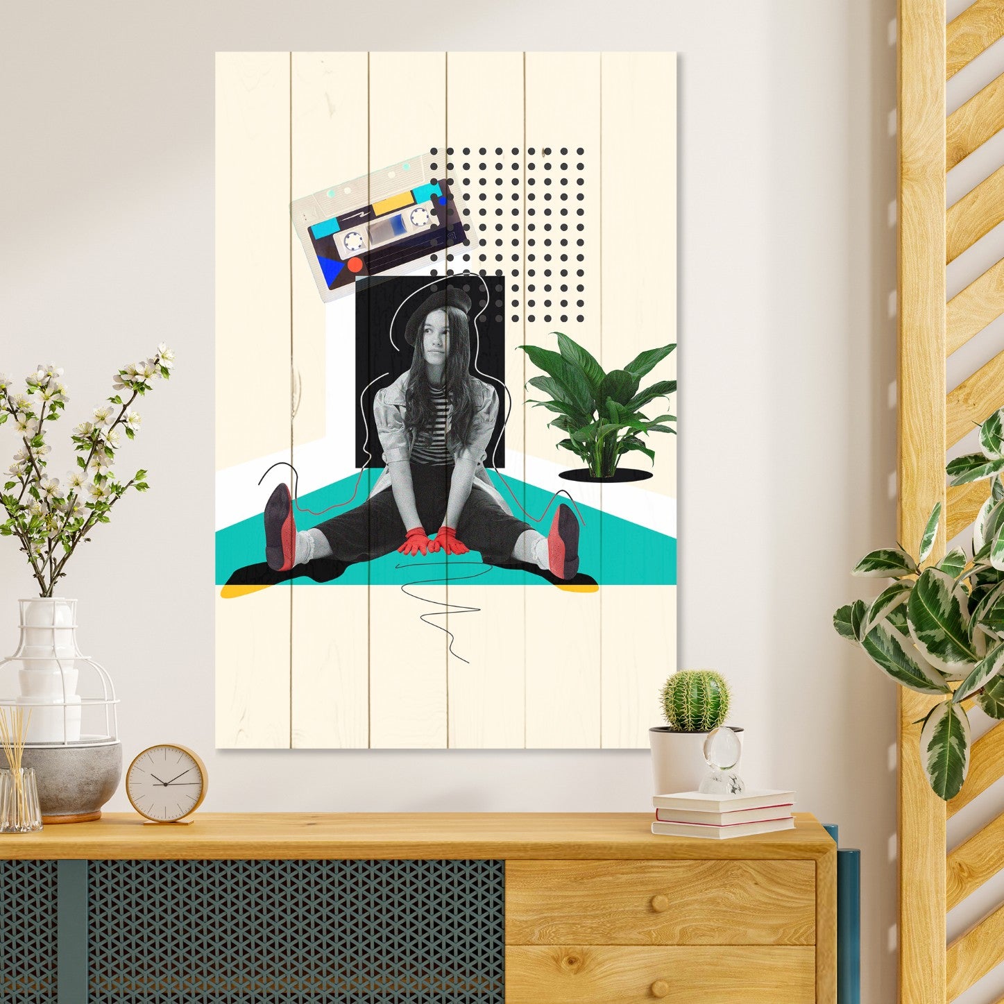 Bild Holz Vintage Verrücktes Mädchen-50x70 cm