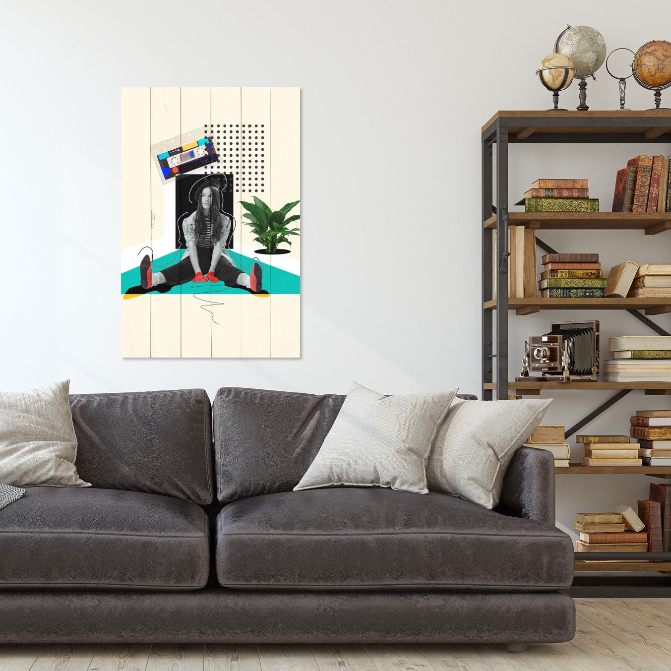Bild Holz Vintage Verrücktes Mädchen-50x70 cm