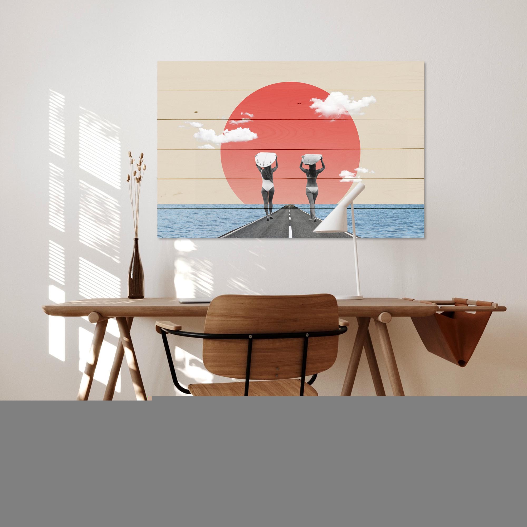 Obraz Wood Vintage koláž Surfers Road-50x70 cm