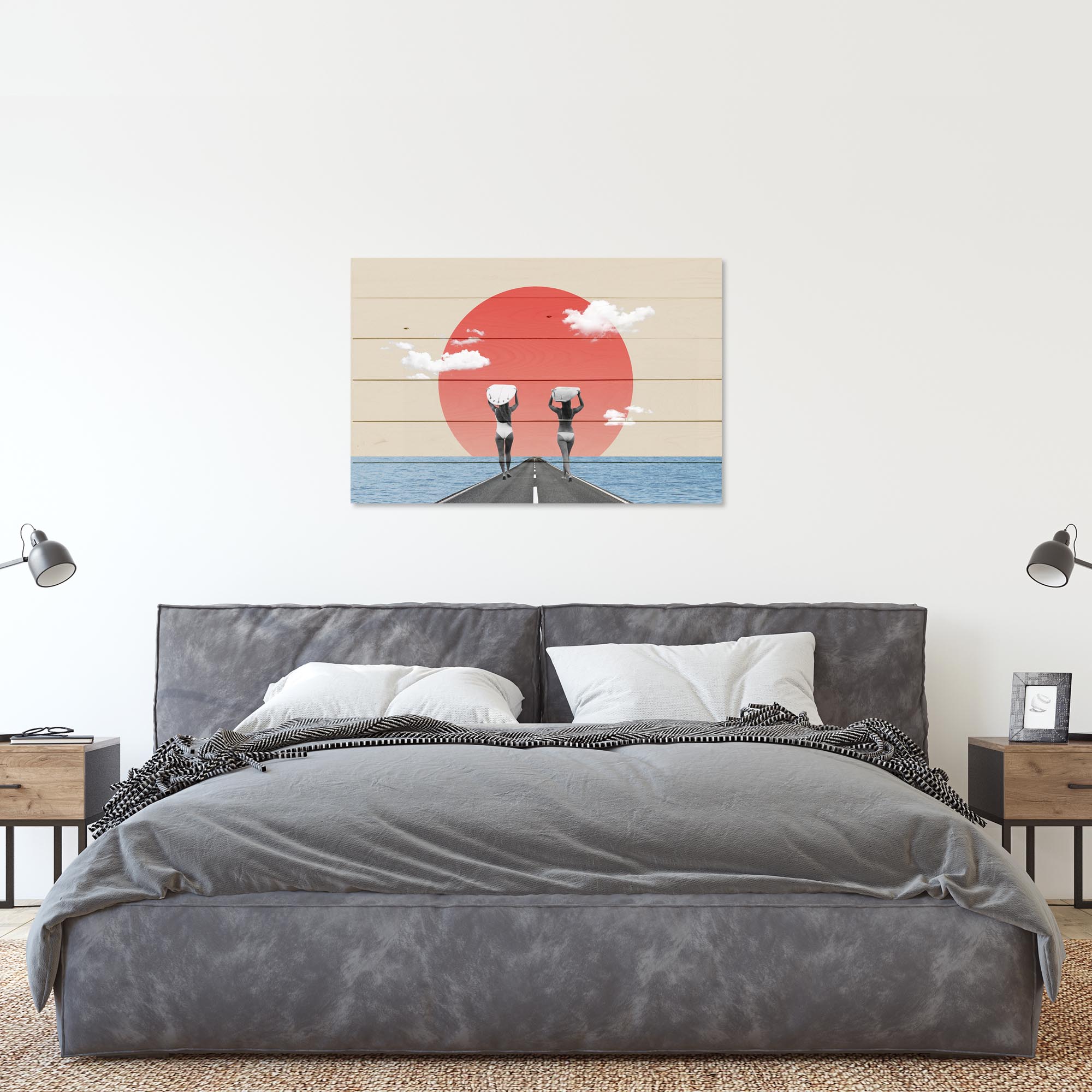 Bild Holz Vintage Collage Surfers Road-40x60 cm
