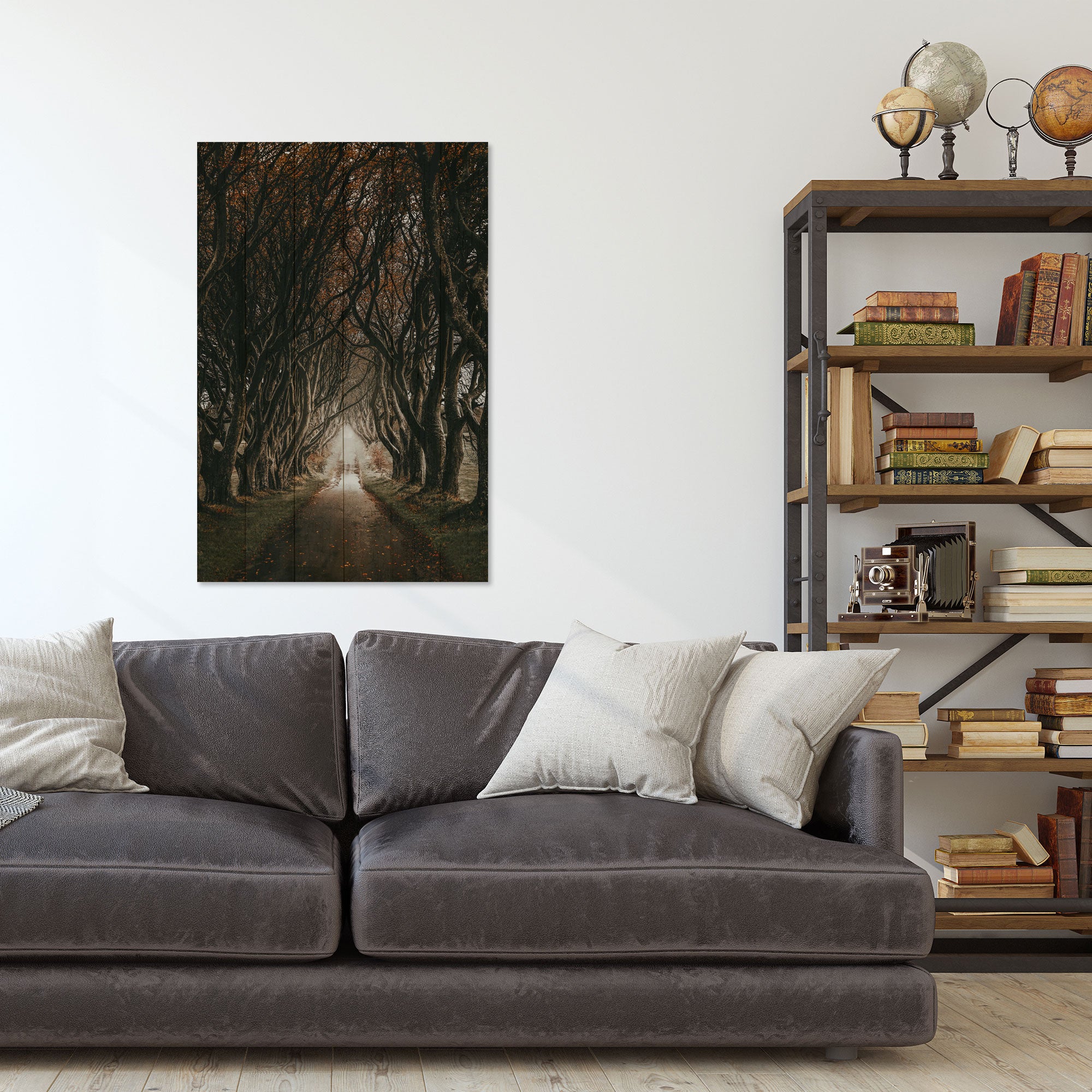 Bild Holz Straße zwischen den Bäumen-30x30 cm