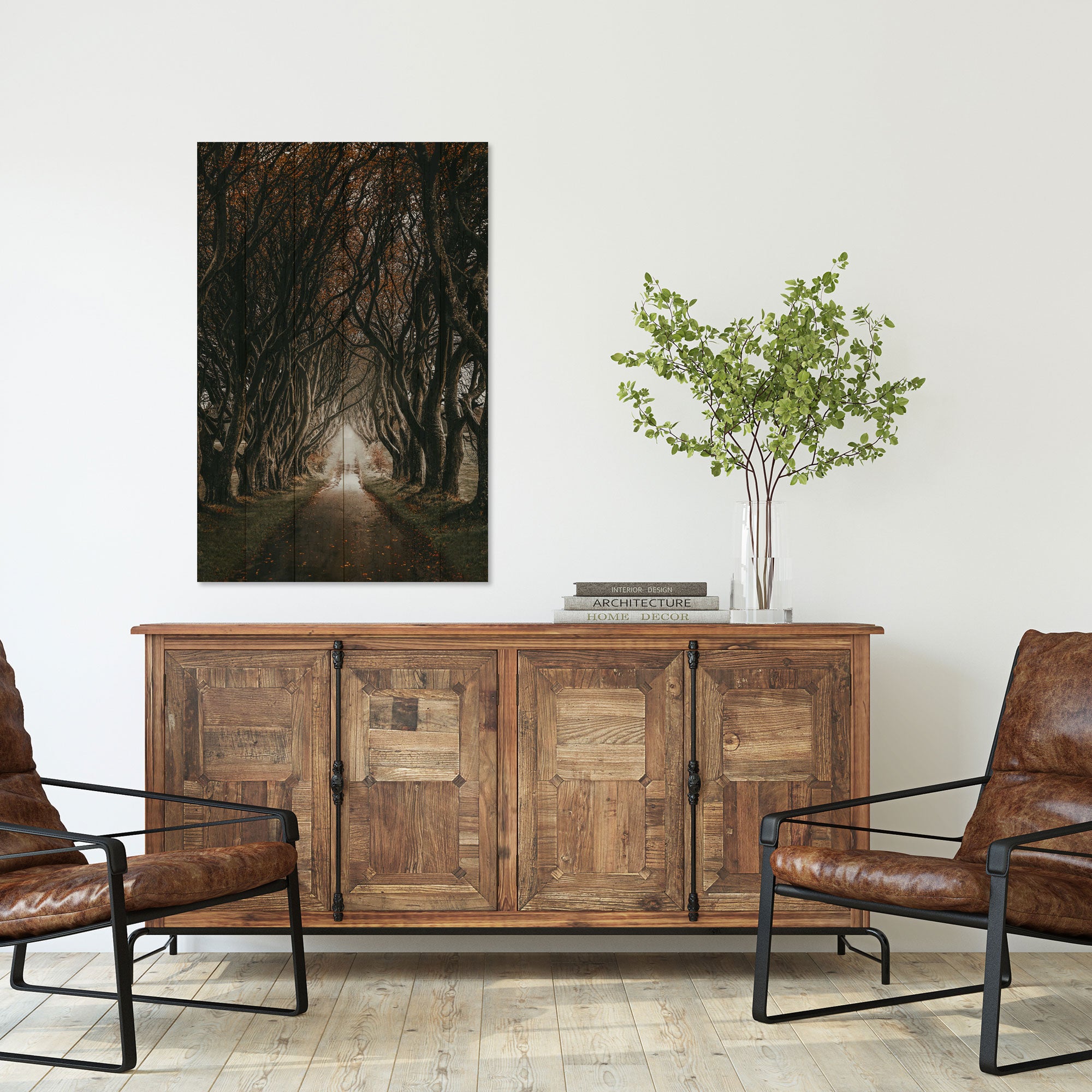 Bild Holz Straße zwischen den Bäumen-40x60 cm