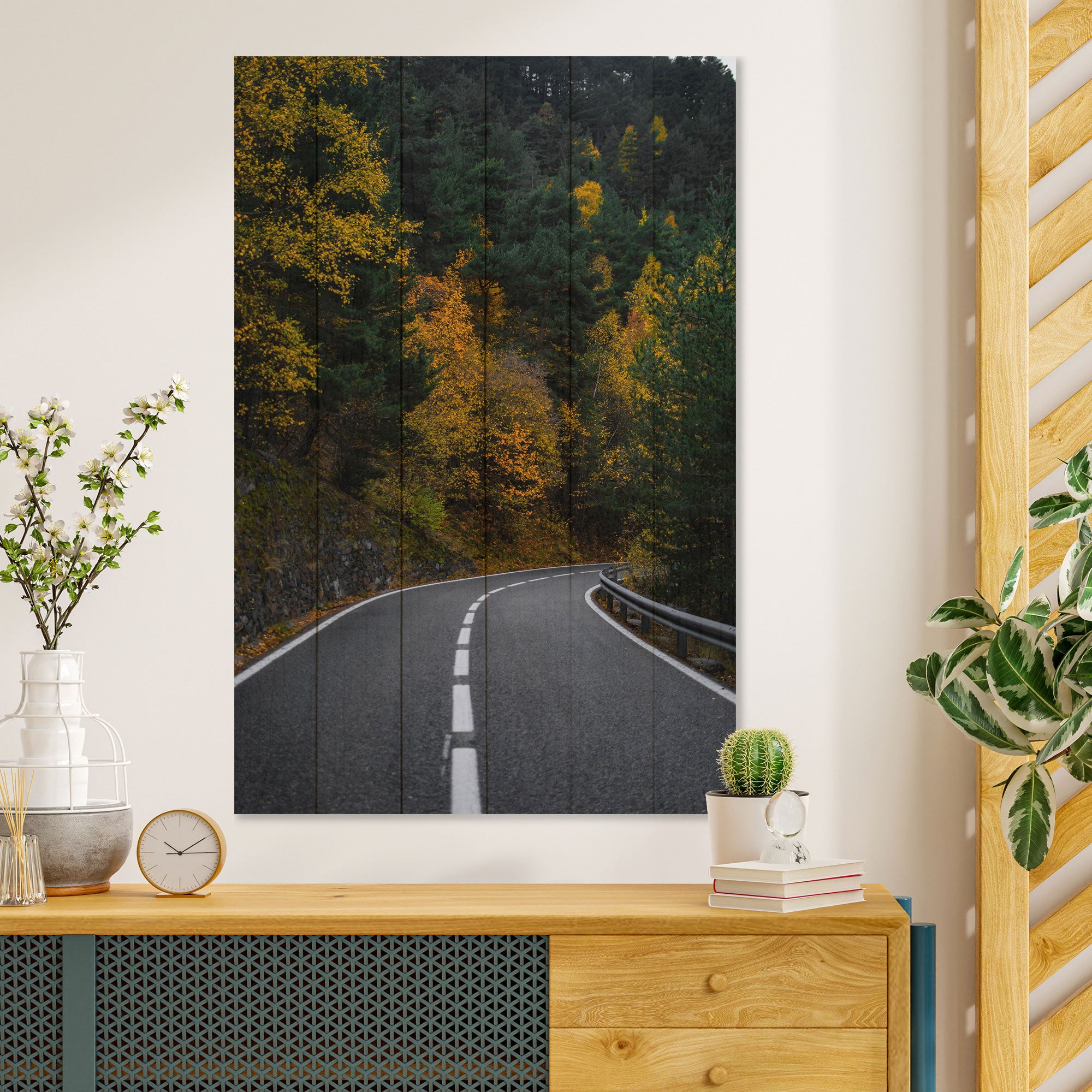 Bild Holz Straße durch den Wald-30x30 cm