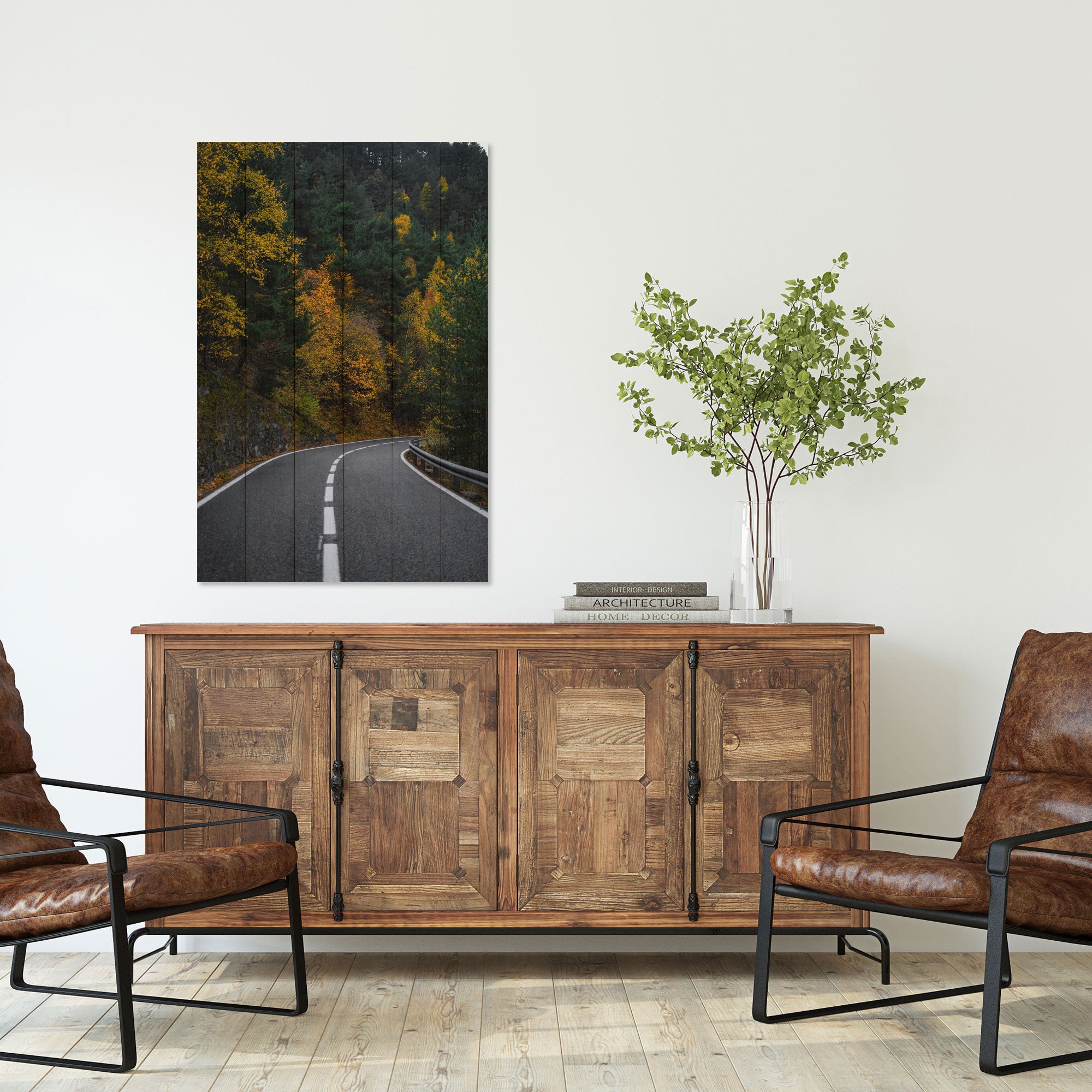 Bild Holz Straße durch den Wald-30x30 cm