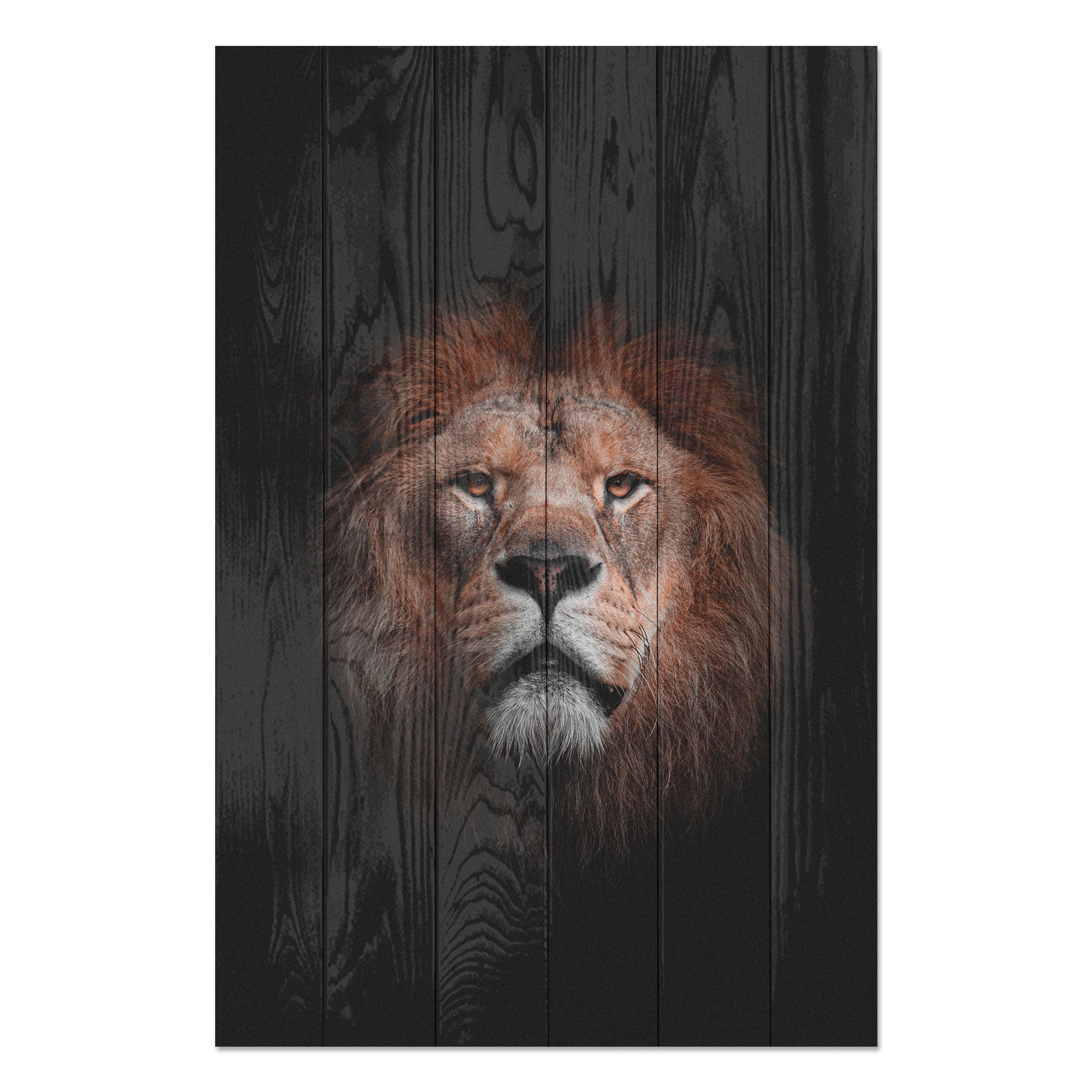 Bild Holz Porträt eines Löwen-50x70 cm