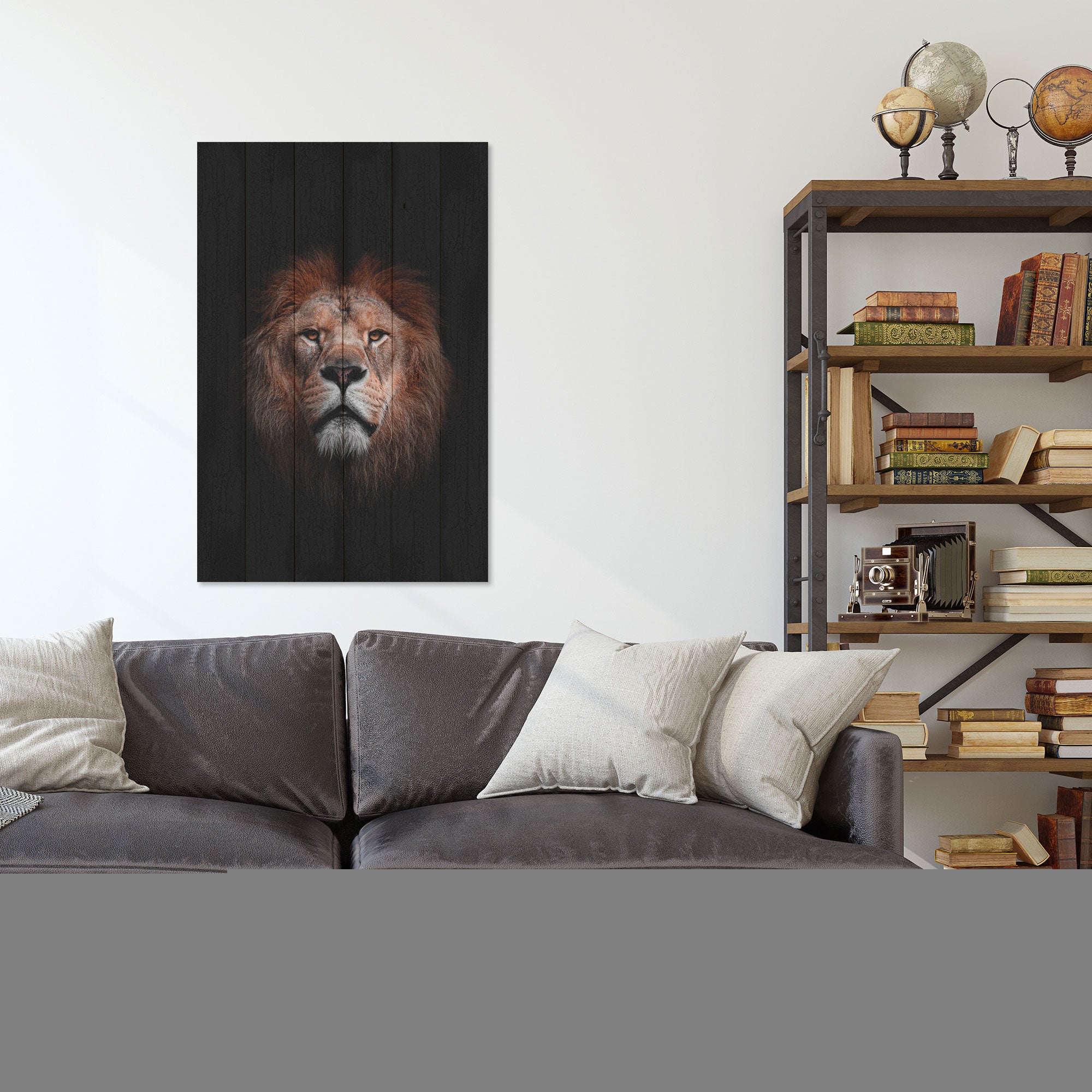 Bild Holz Porträt eines Löwen-50x70 cm