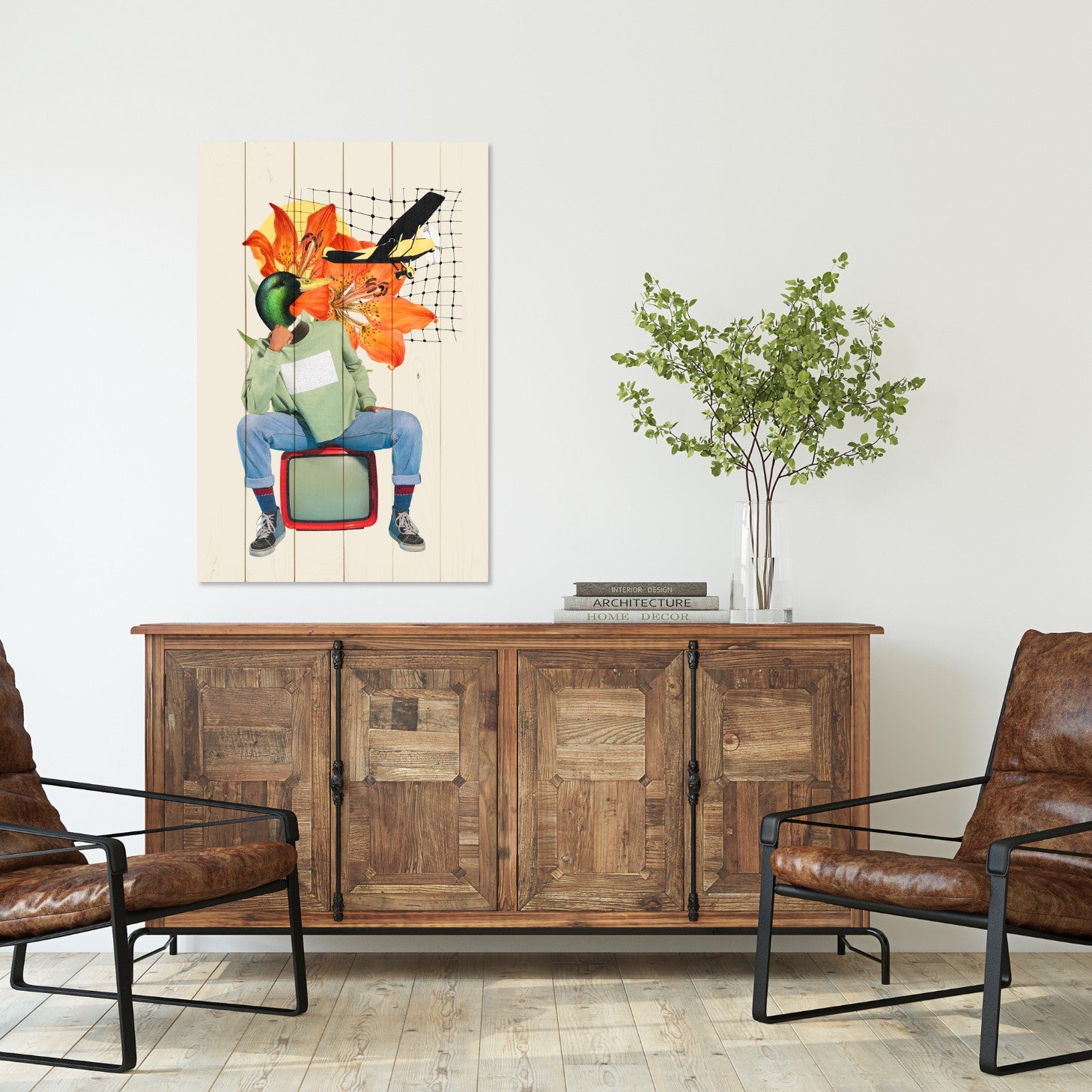 Obraz Wood Man s kachním hlavou-70x90 cm