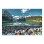 Bild Holz Türkiser See und Berge-20x30 cm