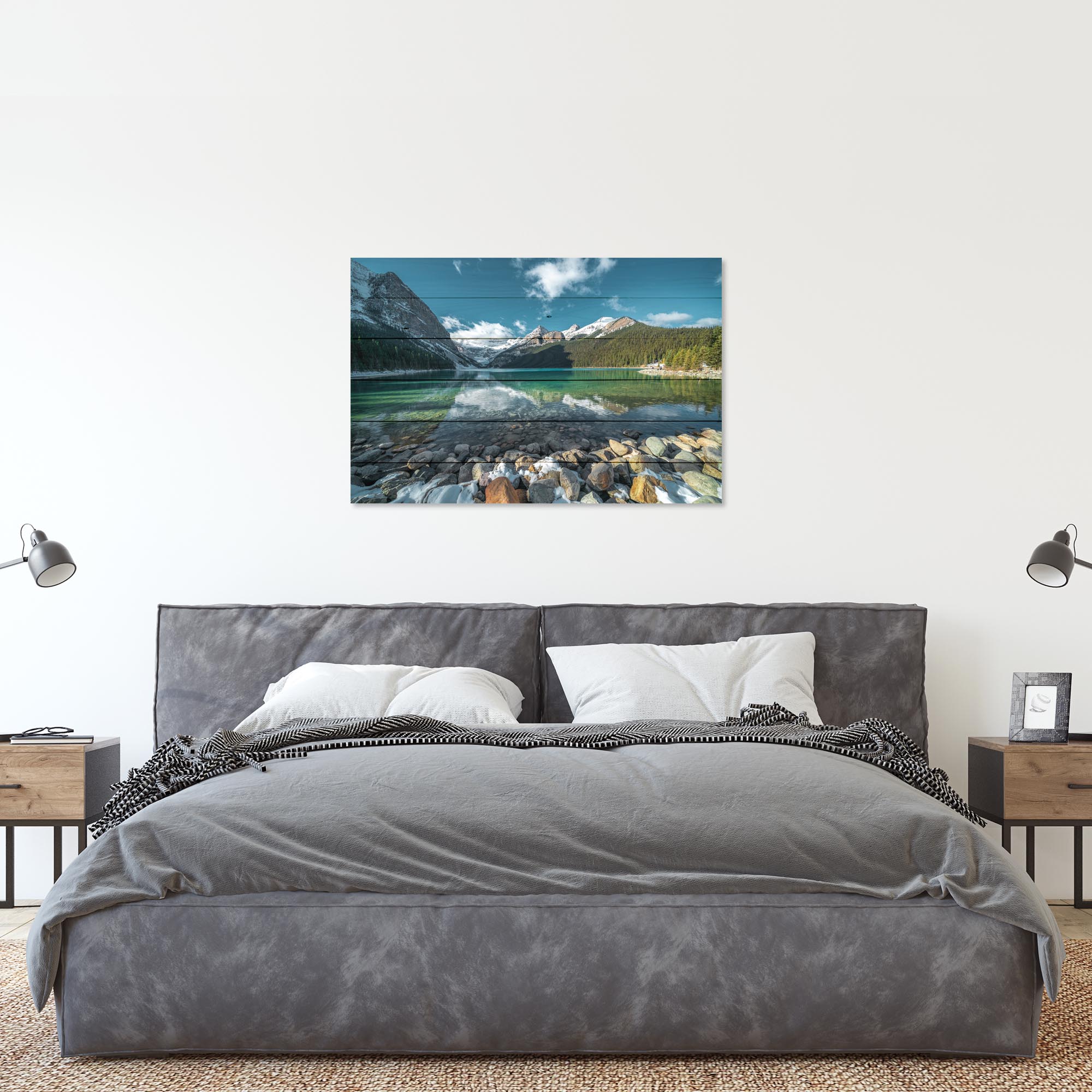 Bild Holz Türkiser See und Berge-30x40 cm