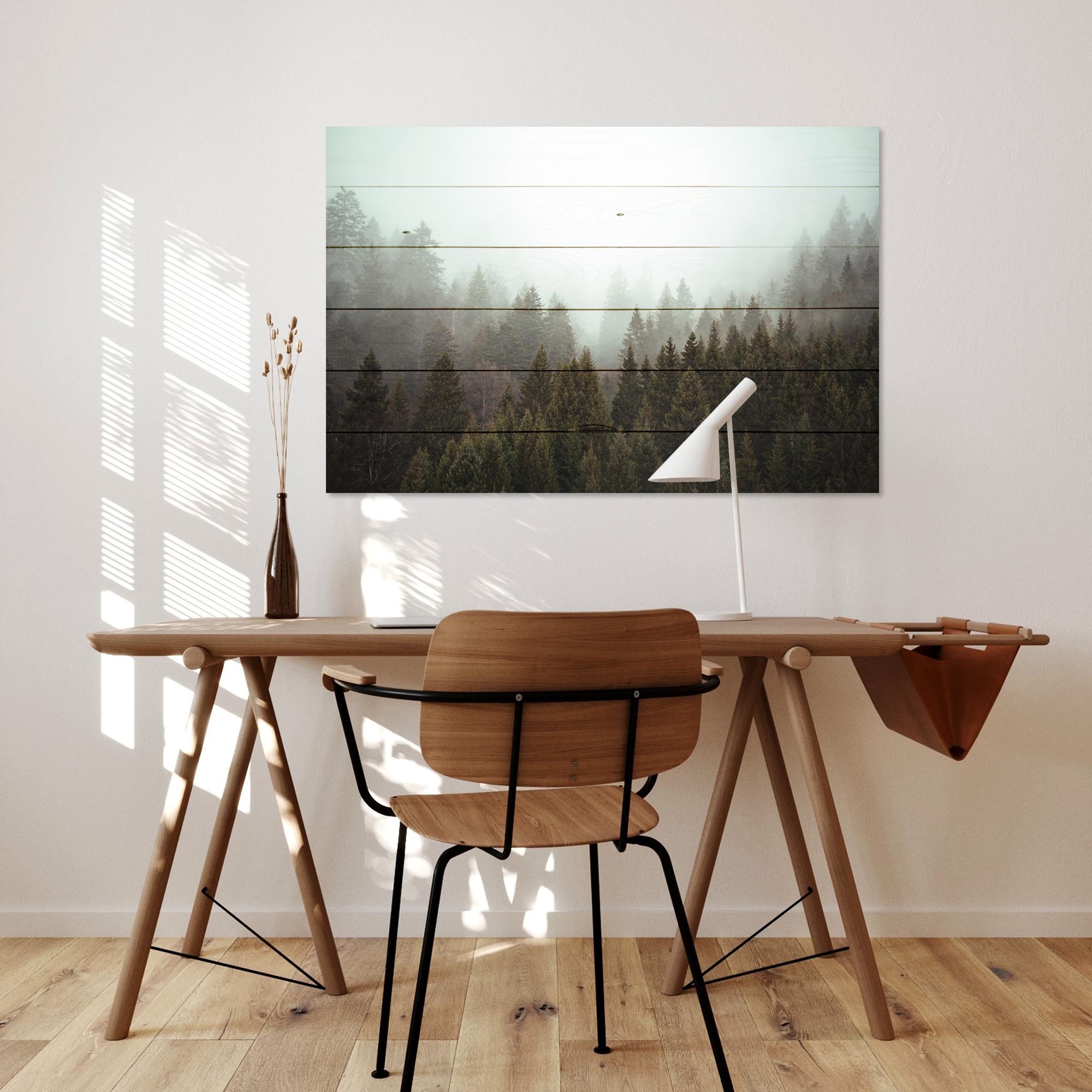 Bild Wood Nebliger Nadelwald