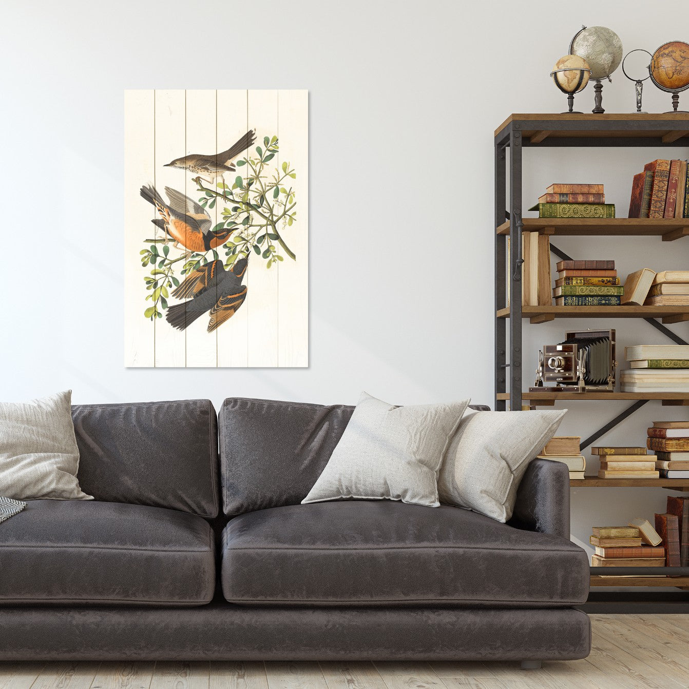 Obraz Wood Tri vtáky na vetve-70x90 cm