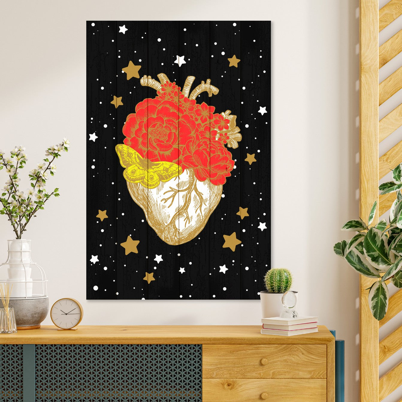 Bild Wood Herz in der Galaxie-20x30 cm