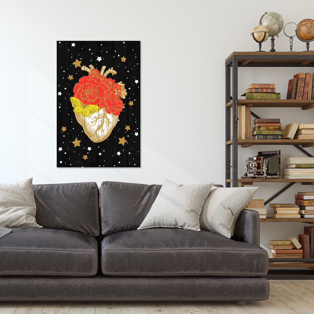 Bild Wood Herz in der Galaxie-20x30 cm