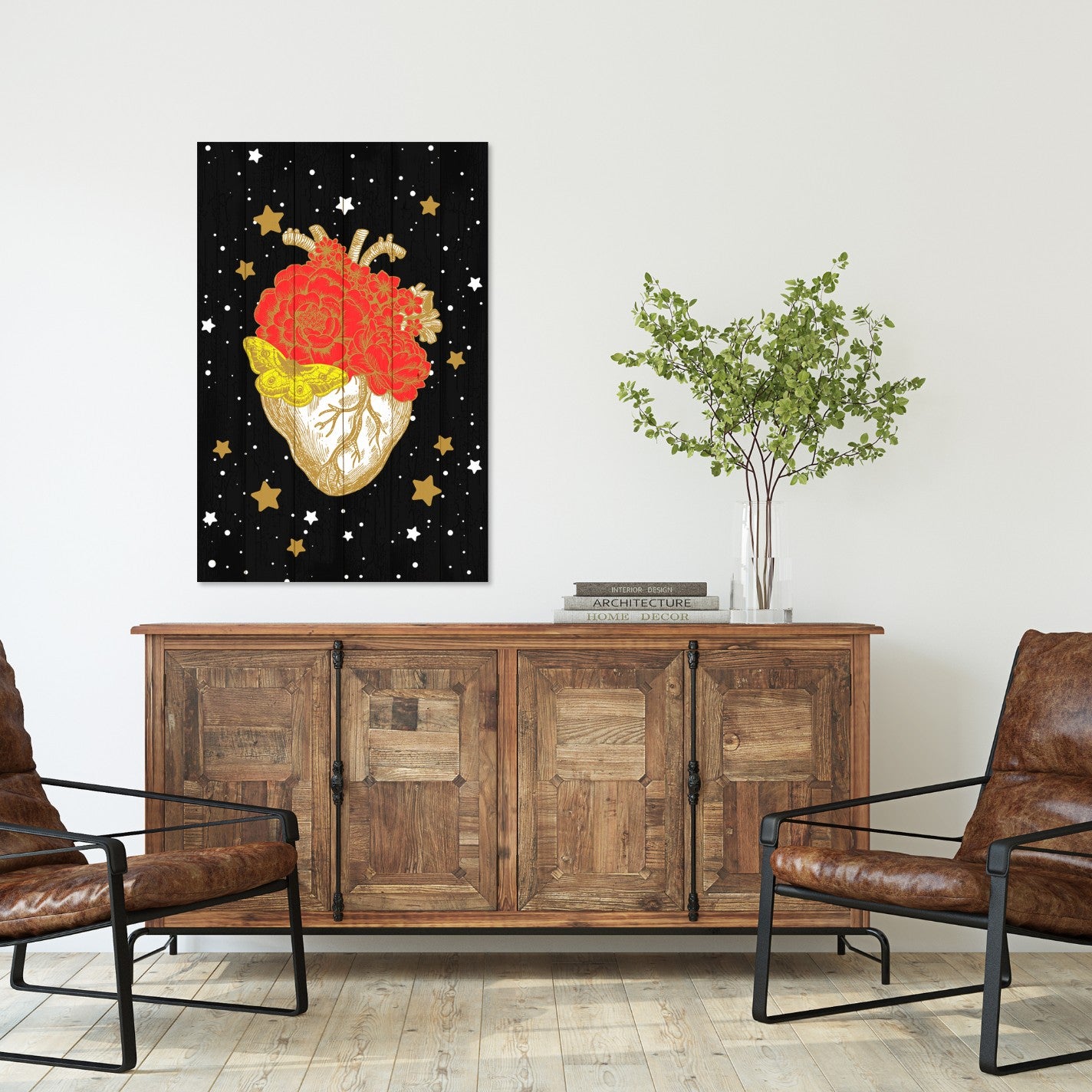 Bild Wood Herz in der Galaxie-20x30 cm