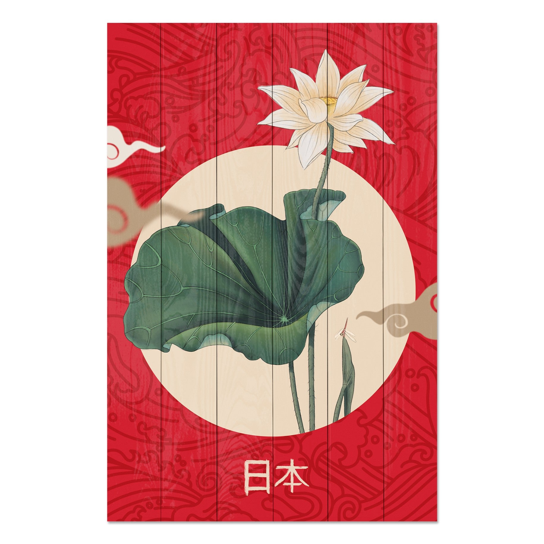 Bild Wood Japanische Collage Rot-20x30 cm