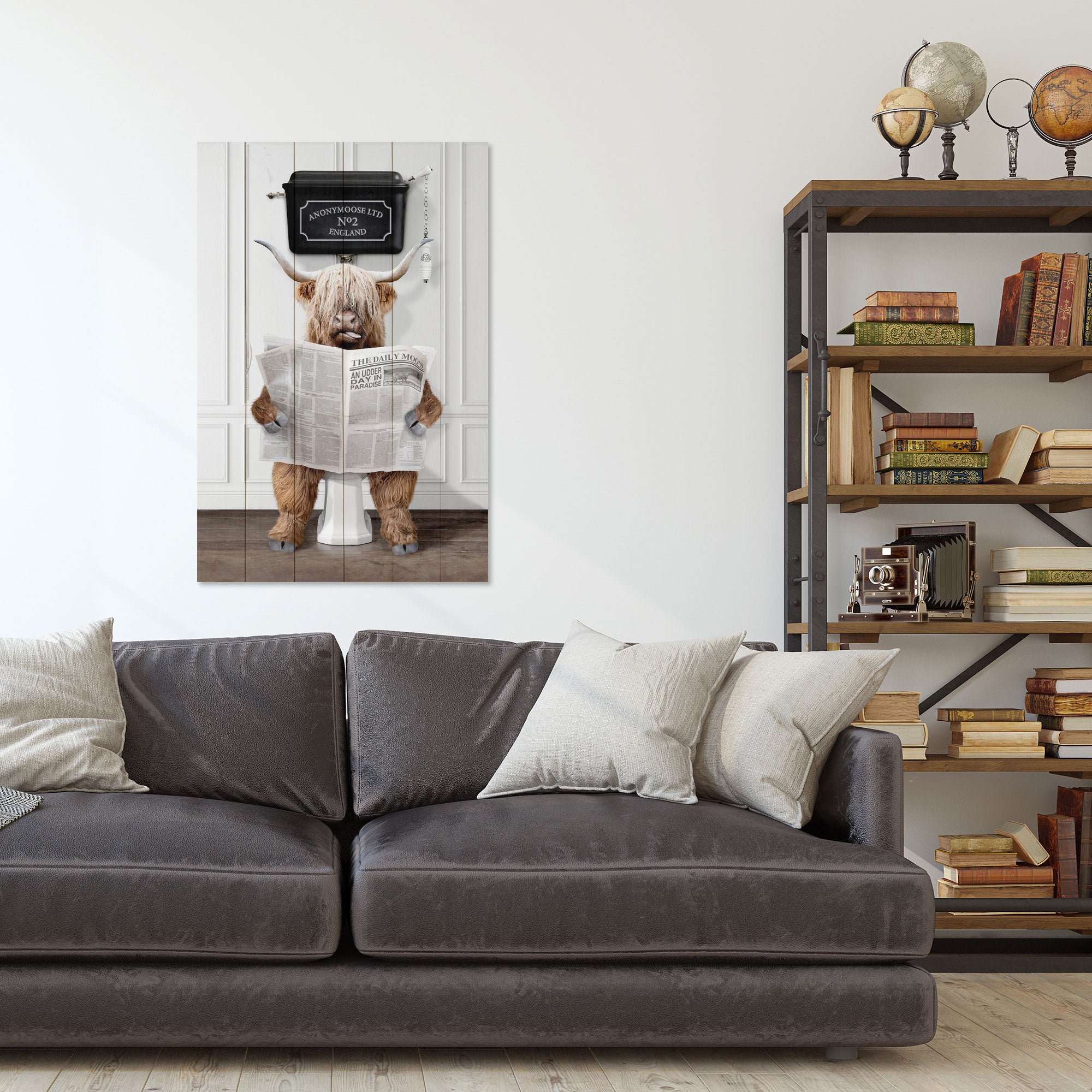Obraz Wood Veselé Zvíře s Novinami-70x90 cm