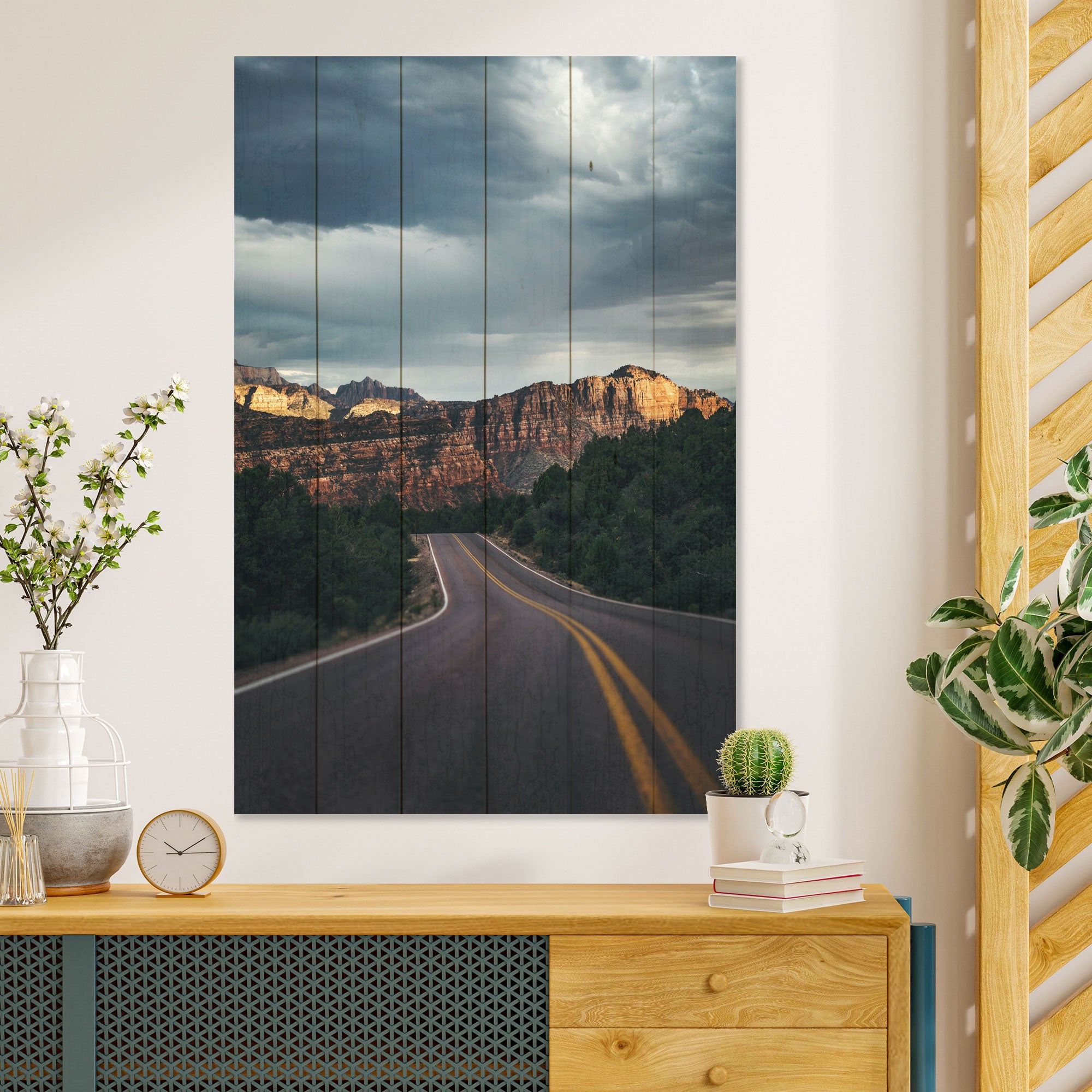 Bild Wood Malerische Straße in den Bergen-30x40 cm