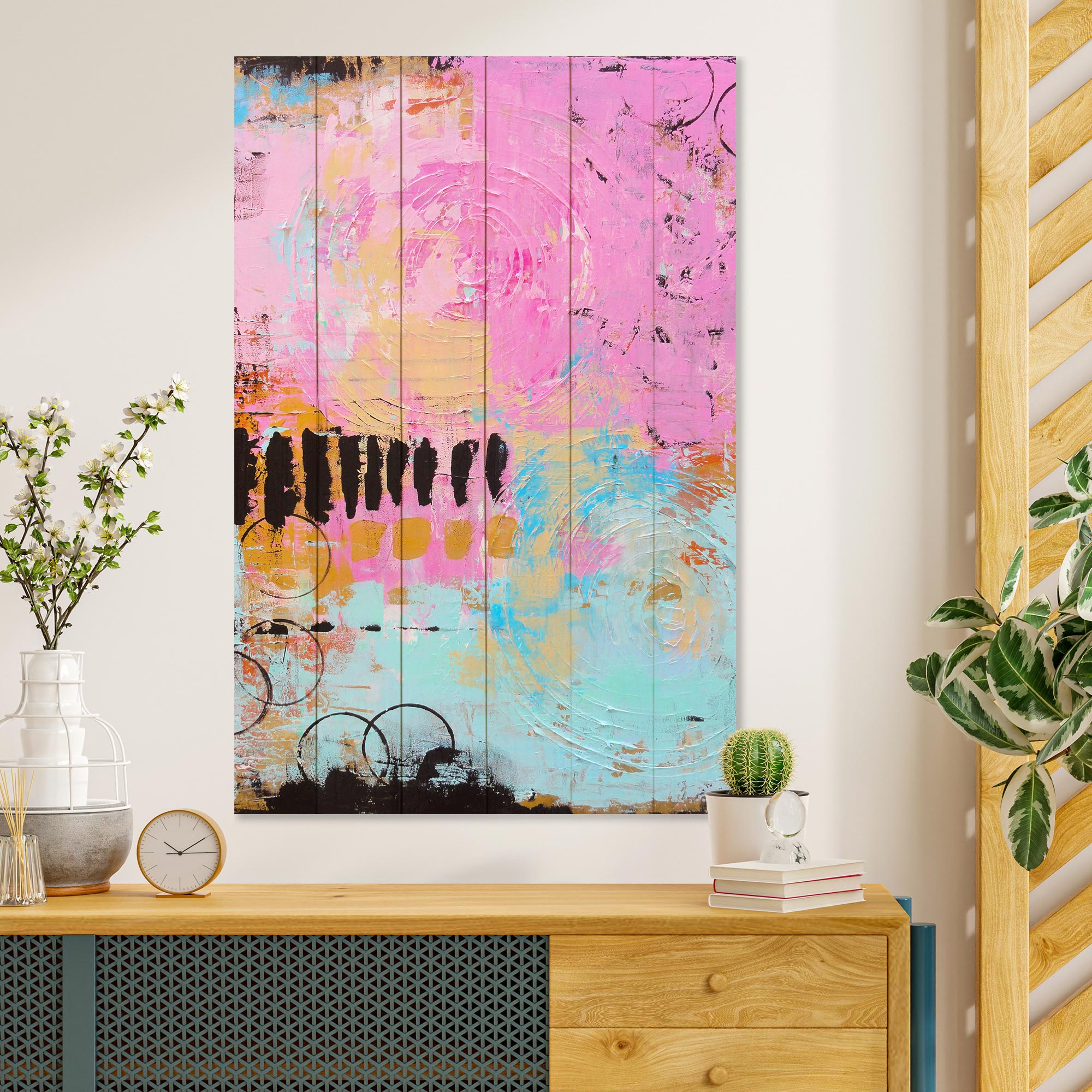Obraz Wood Bunte Pinselstriche