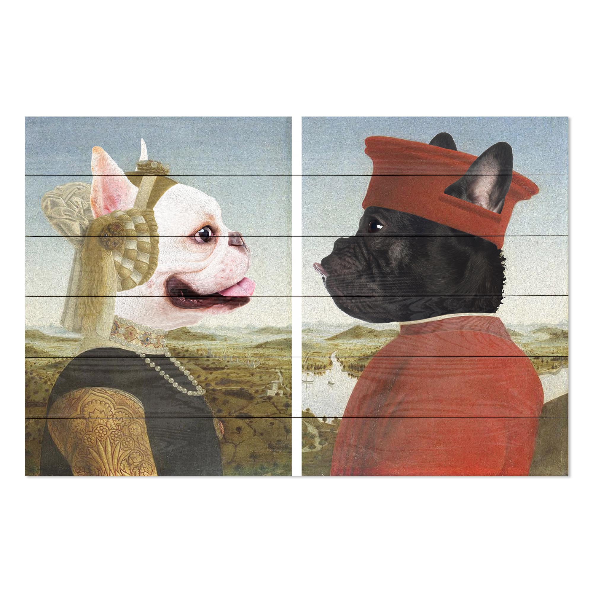 Obraz Wood Frenchie Frederico mit Ehefrau