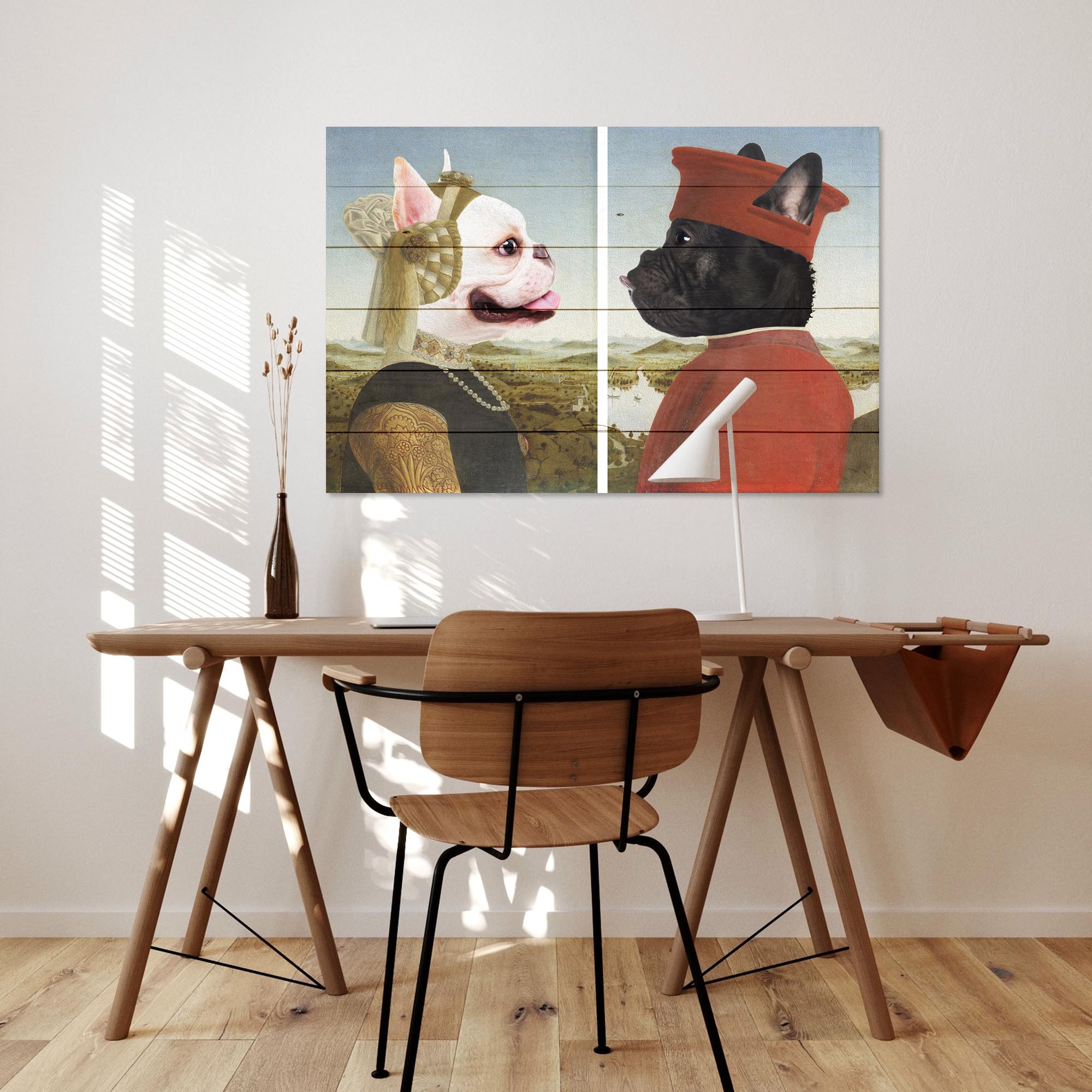 Obraz Wood Frenchie Frederico mit Ehefrau