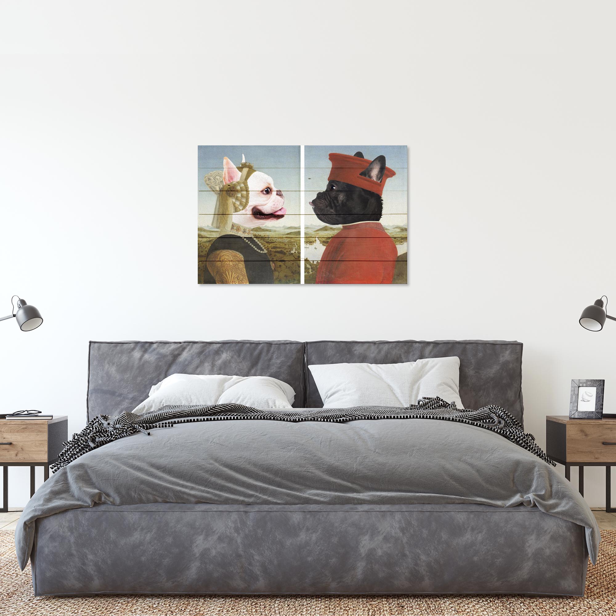 Obraz Wood Frenchie Frederico mit Ehefrau